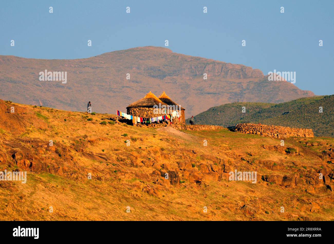 Houses near Semonkong, Lesotho, South Africa Stock Photo