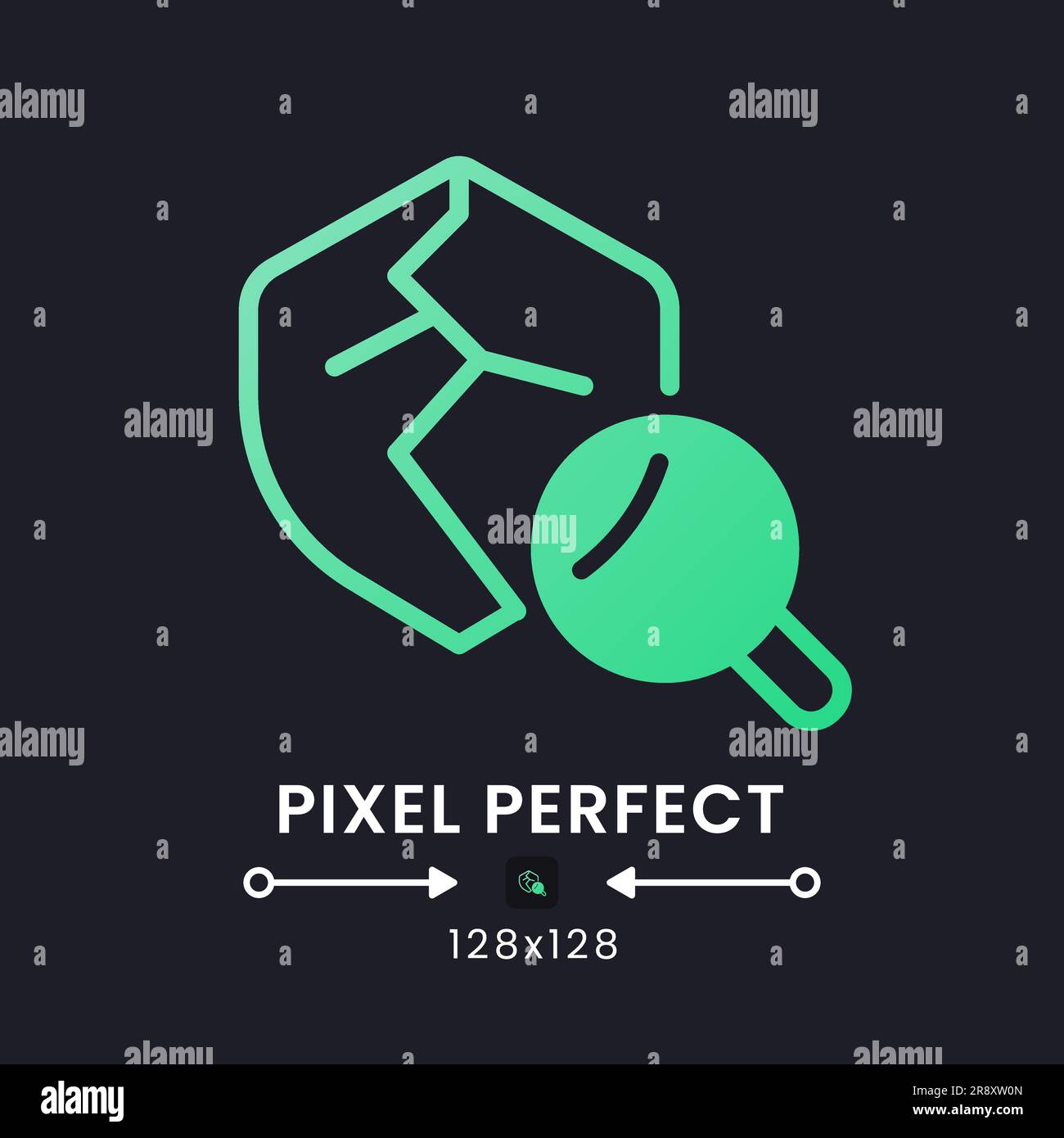 Vulnerability scanning green solid gradient desktop icon on black Stock Vector