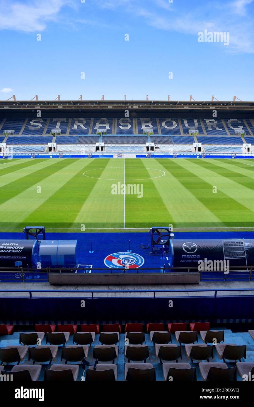 Strasbourg, France. 23rd June, 2023. File photo undated of Meinau Strasbourg  Stadium. - Racing club de Strasbourg Alsace football has been acquired by  BlueCo, the consortium that owns Chelsea FC. On Thursday