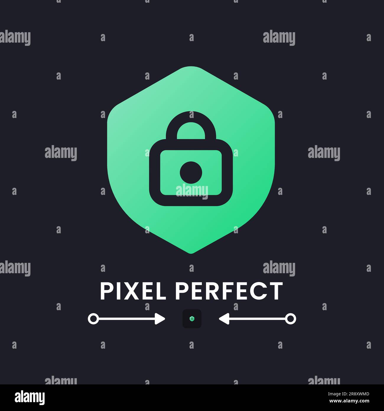 Protection green solid gradient desktop icon on black Stock Vector