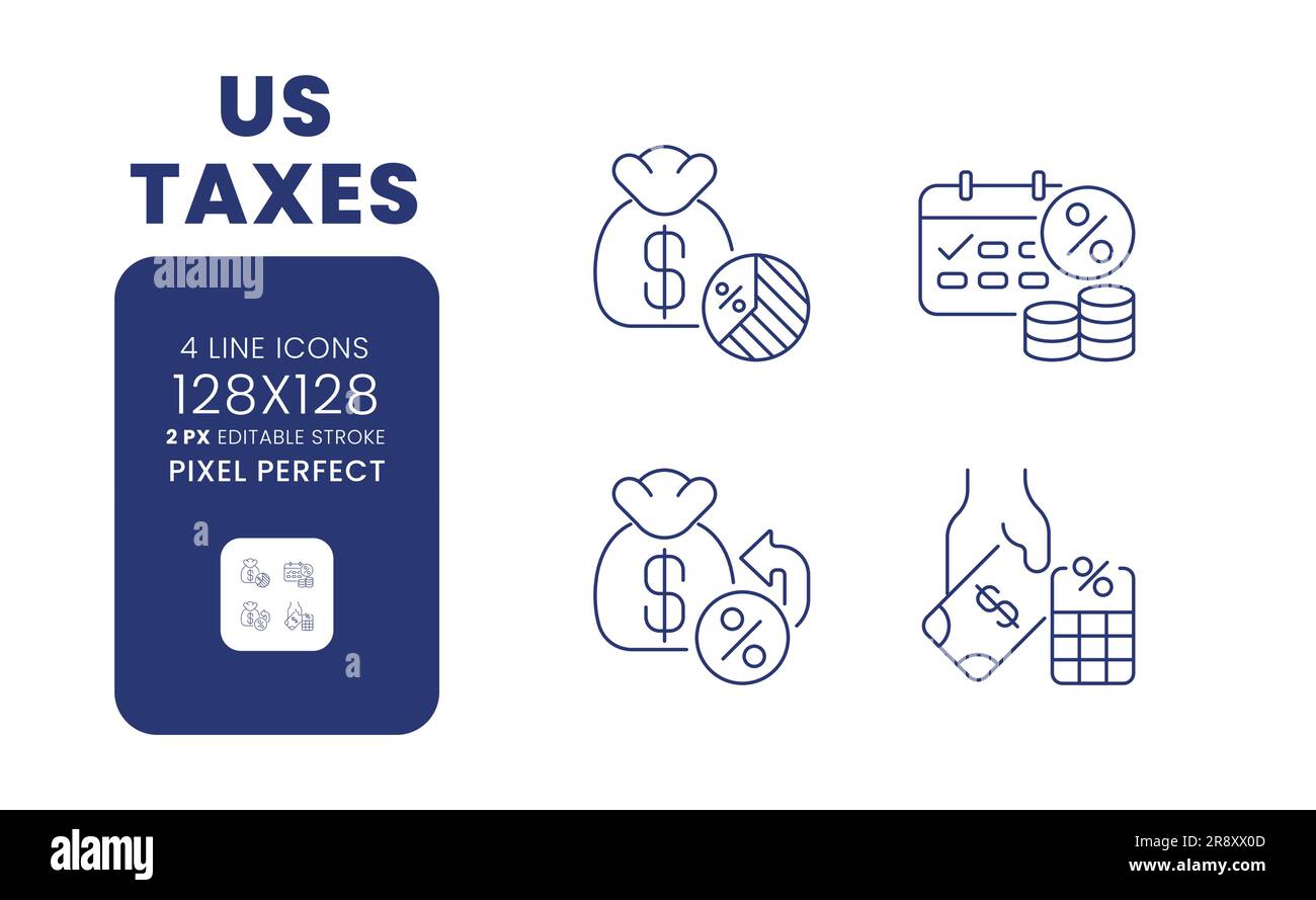 US taxes linear desktop icons set Stock Vector Image & Art - Alamy