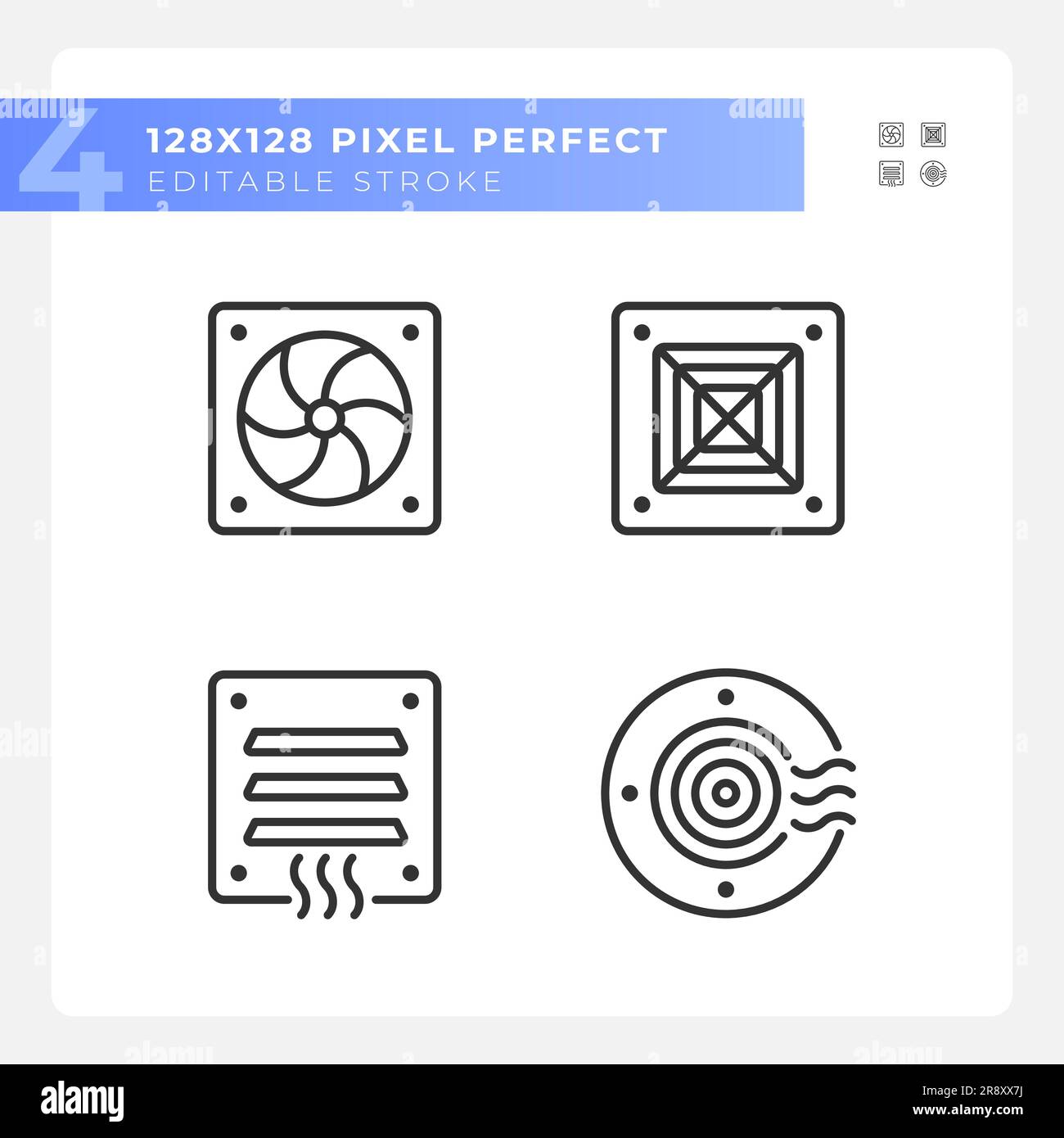 Air system linear icons set Stock Vector
