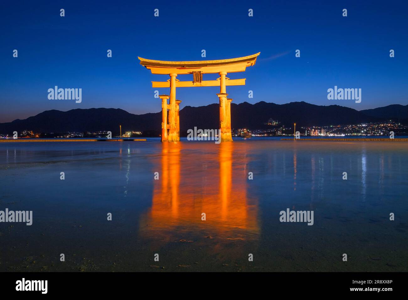 night view of Otorii gate of Itsukushima Shrine Stock Photo - Alamy