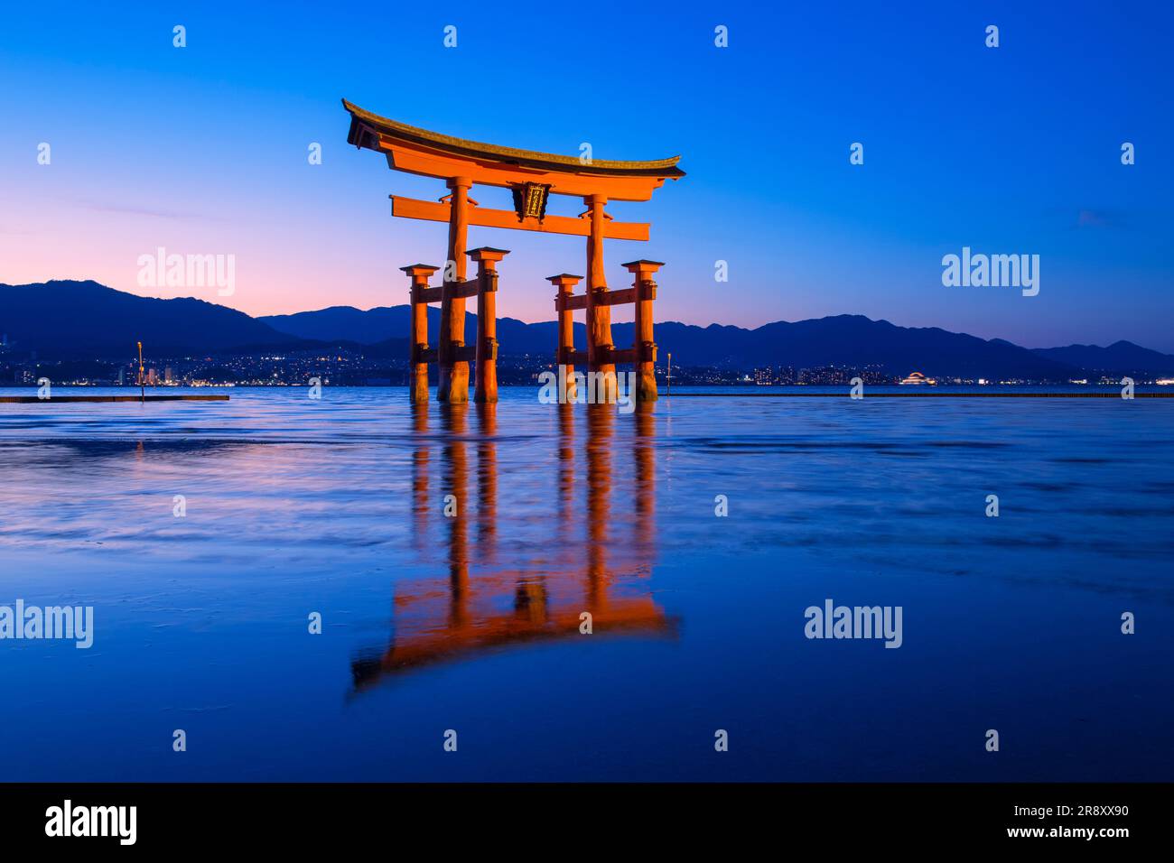evening view of Otorii gate of Itsukushima Shrine Stock Photo - Alamy
