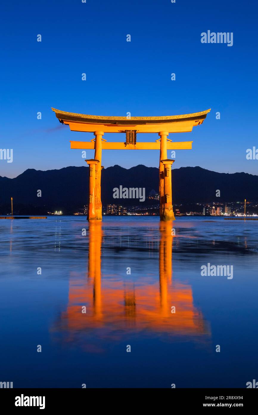 night view of Otorii gate of Itsukushima Shrine Stock Photo - Alamy