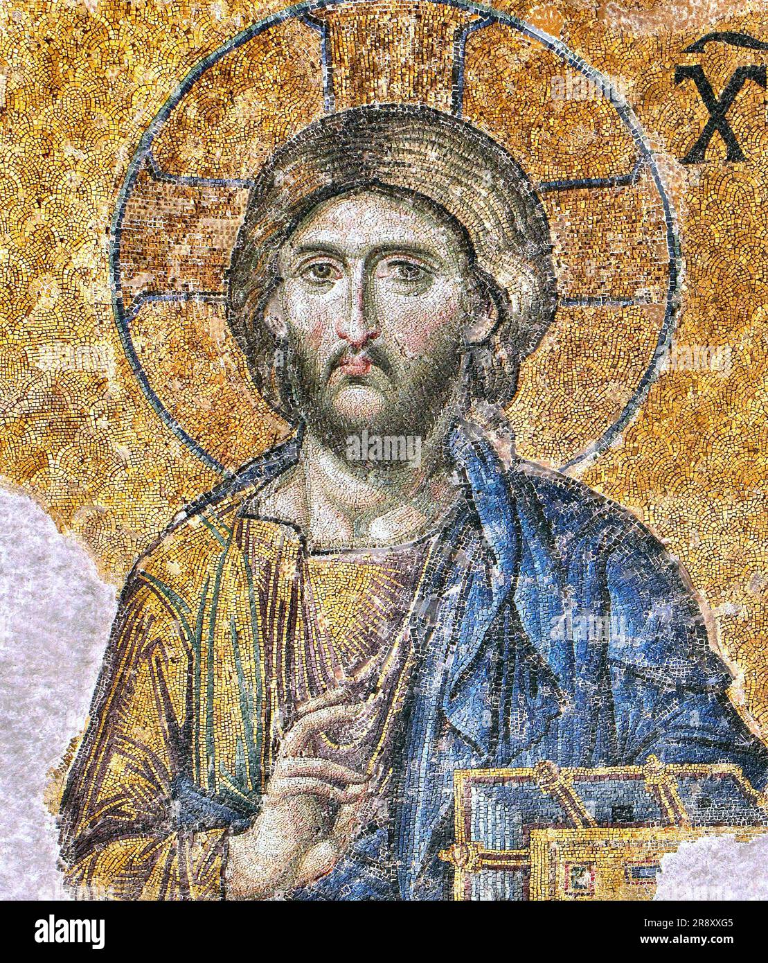 CHRIST PANTOCRATOR (Ruler of All) Section of the mosaic in the Hagia Sophia  mosque in Istanbul Stock Photo