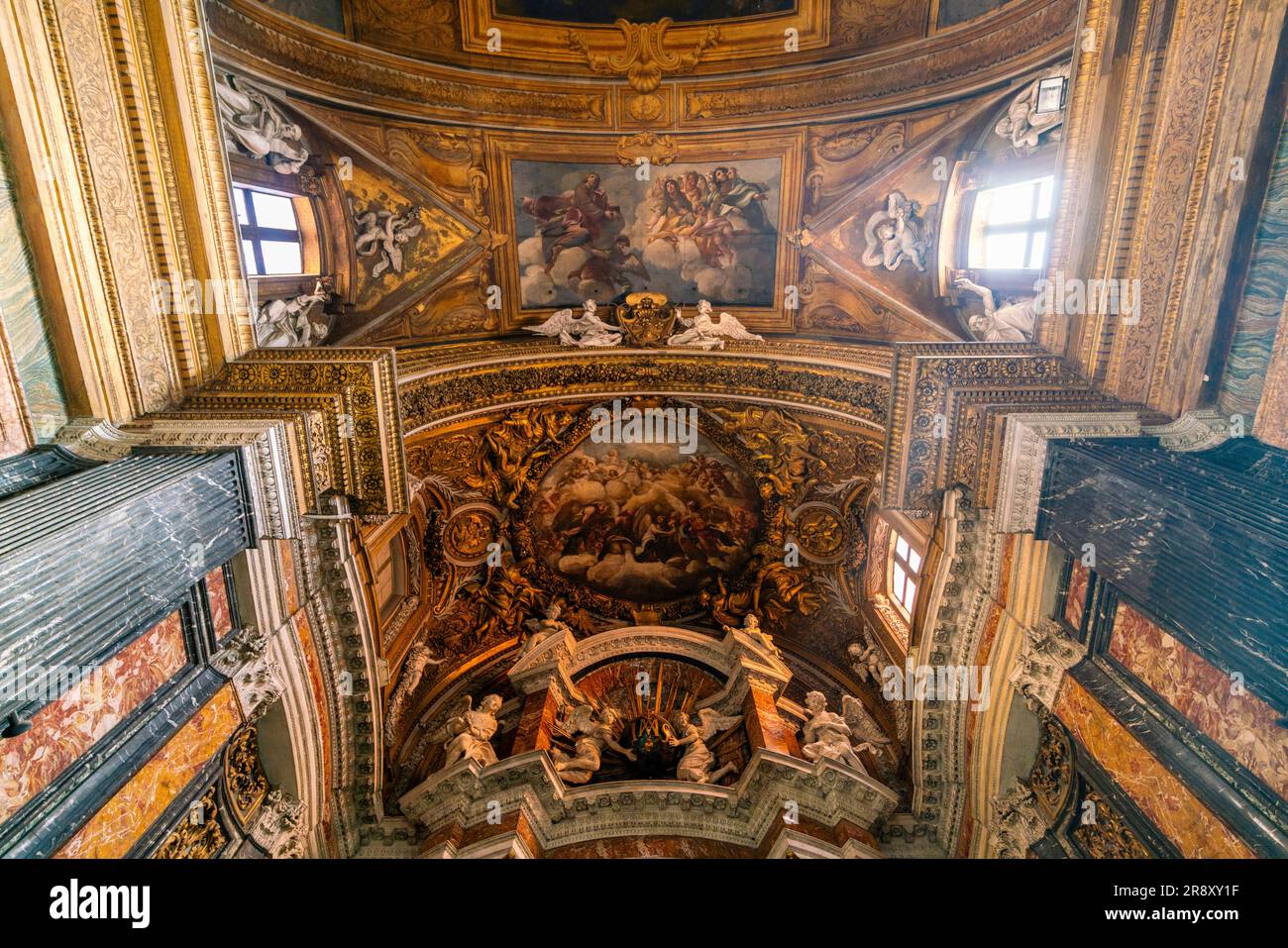 Chiesa di Gesù e Maria Catholic church interior, Rome, Italy Stock Photo