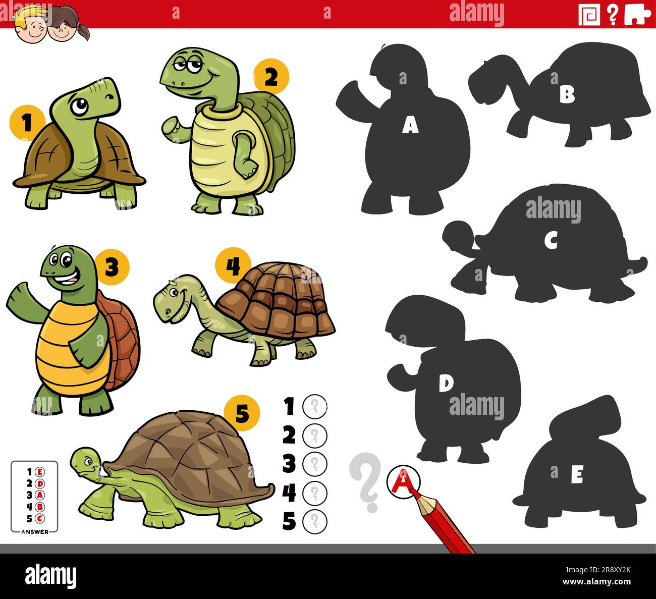 Cartoon illustration of finding the right shadows to the pictures ...