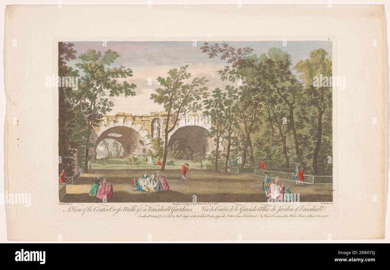 View of an avenue in Vauxhall Gardens in London, 1751. Stock Photo
