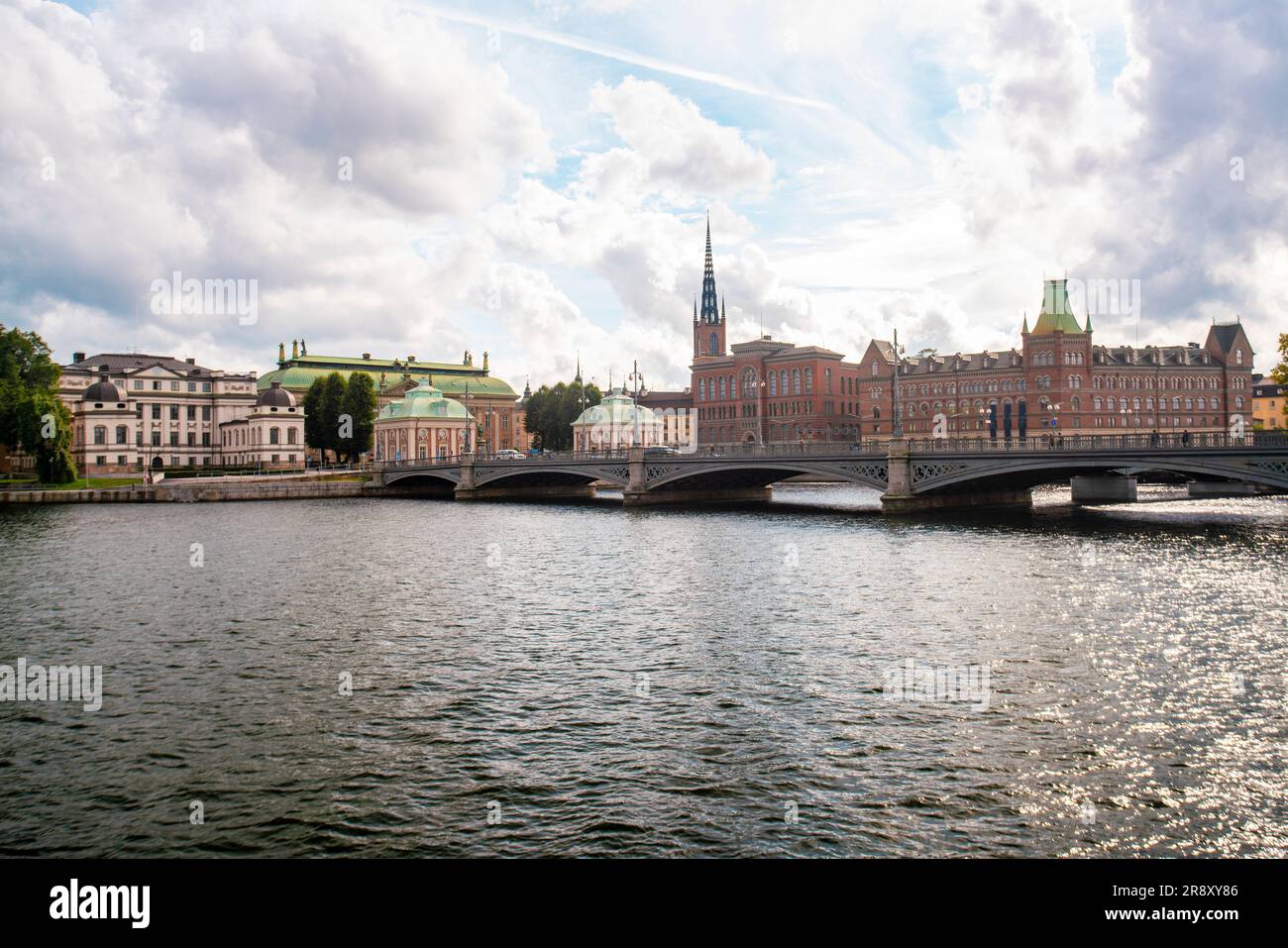 Cityscape with Vasa bridge on Norrstrom in Stockholm Stock Photo