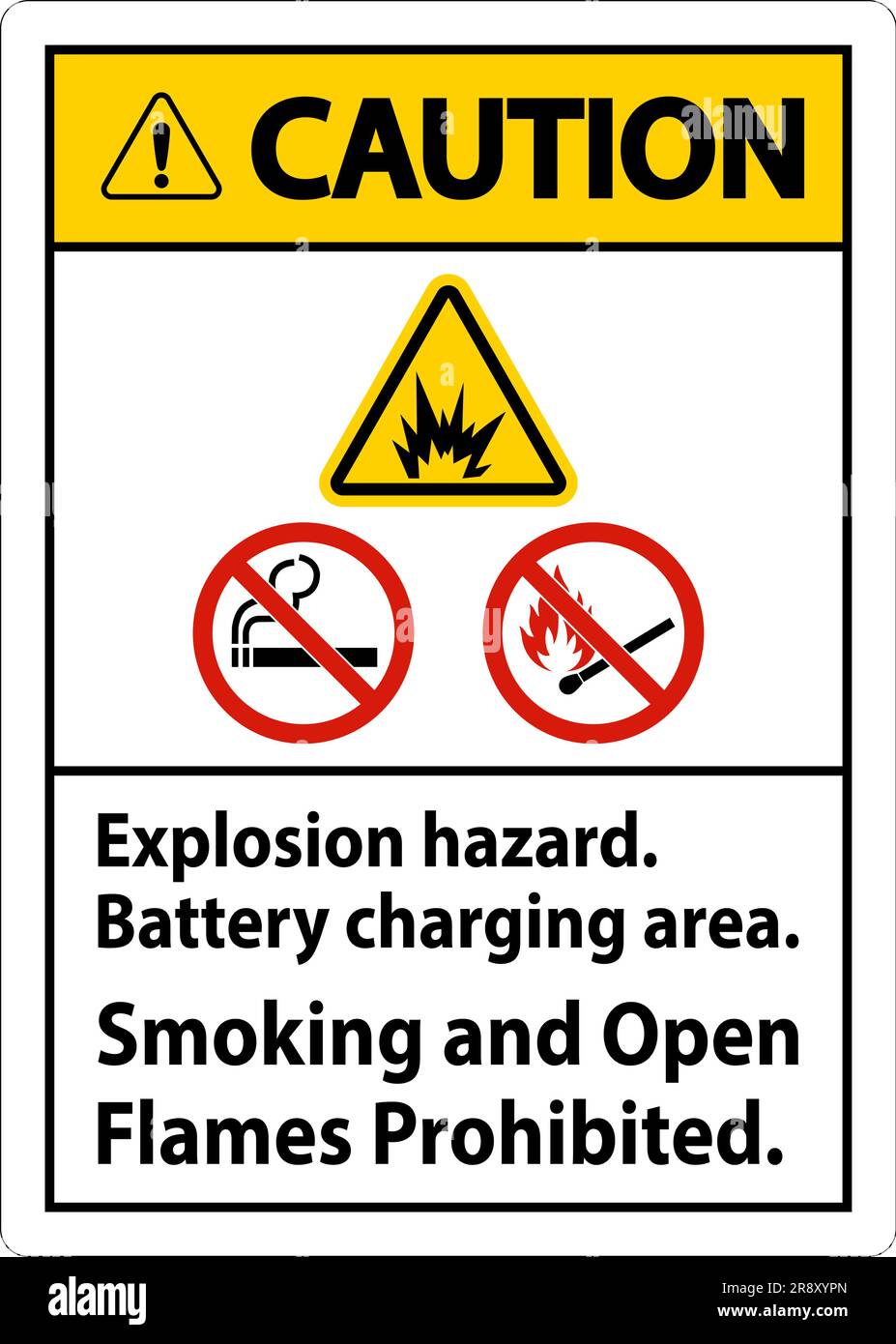 Smoke Explosion Risk Caution Sign Explosion Hazard, Battery Charging Area, Smoking And Open ...