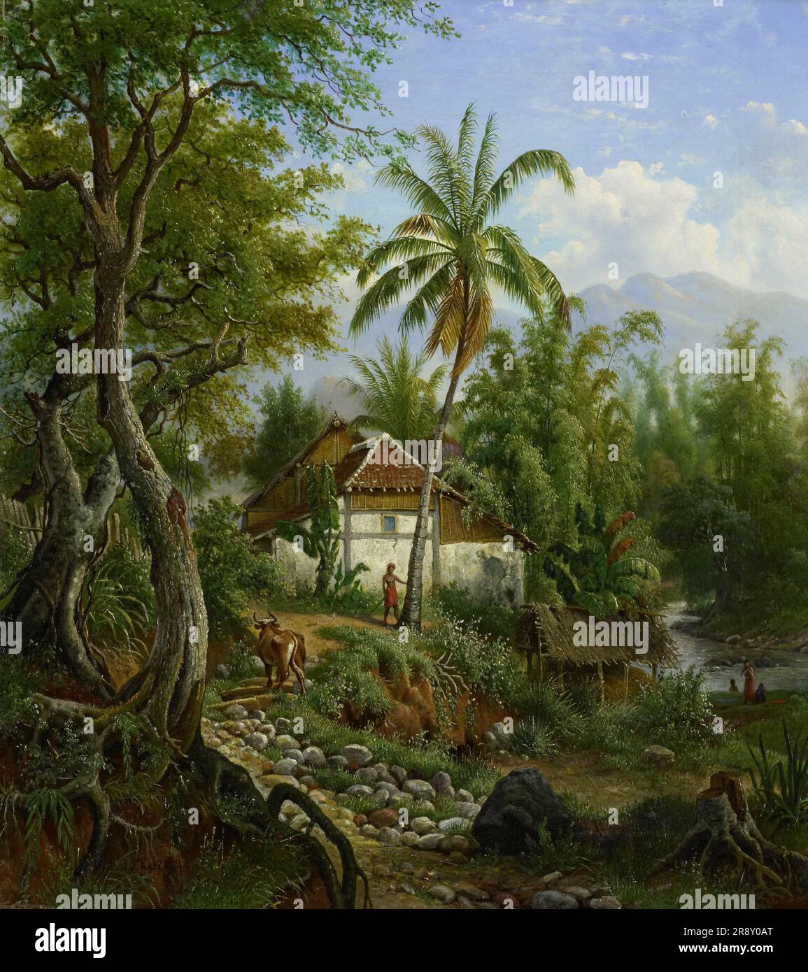 Landscape in the Dutch East Indies, 1858-1900. Stock Photo