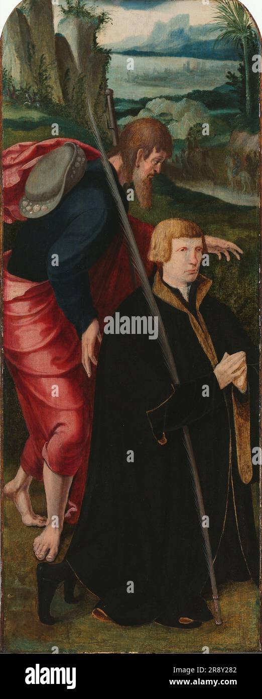 The Raising of Lazarus, c.1530-c.1535. Other Title(s): Inner Left Wing of a Triptych with the Male Donor and St James the Greater. Stock Photo