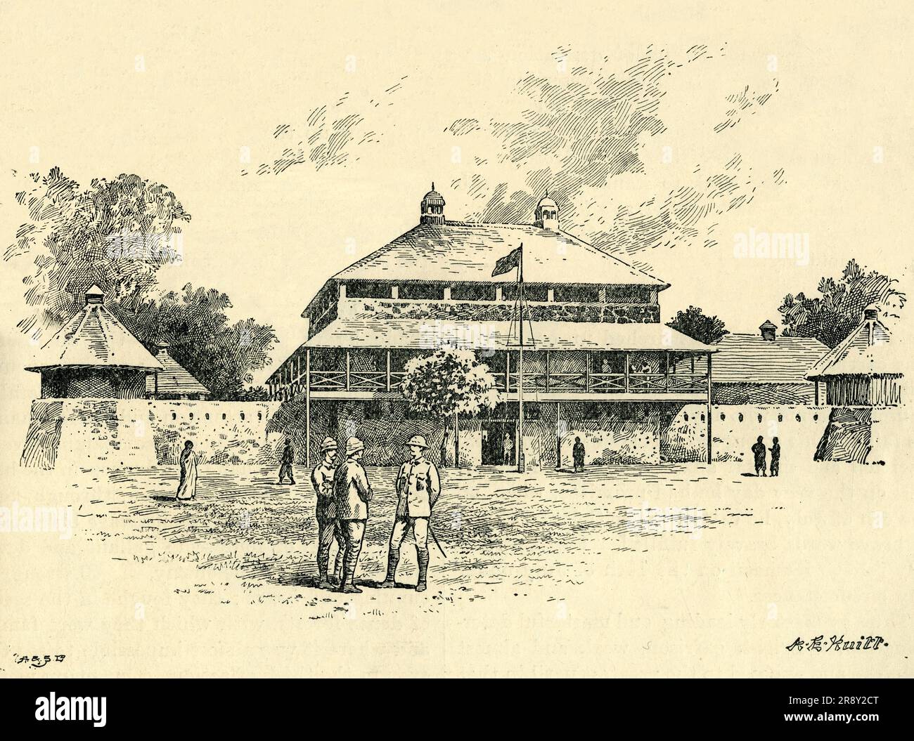 'The Fort at Kumasi', c1900. British army post during the Anglo-Ashanti wars in West Africa. From &quot;Cassell's History of England, Vol. IX&quot;. [Cassell and Company, Limited, London, Paris, New York &amp; Melbourne] Stock Photo