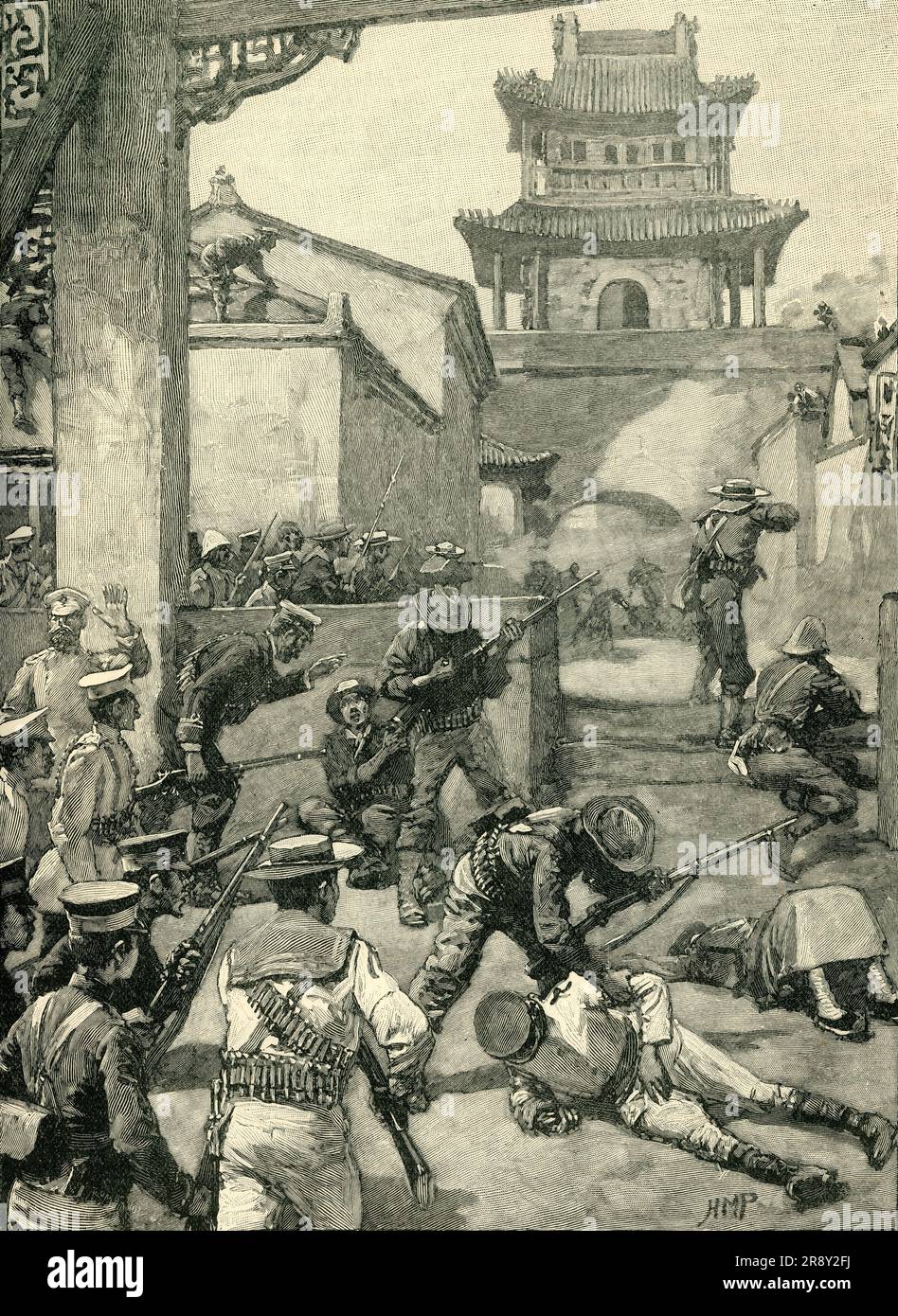 'The War In China: The Fighting at Tientsin', July 1900, (c1900). The Battle of Tientsin during the Boxer Rebellion in Northern China. A multinational military force, representing the Eight-Nation Alliance, rescued a besieged population of foreign nationals in the city of Tientsin (Tianjin) by defeating the Chinese Imperial army and the Boxers. From &quot;Cassell's History of England, Vol. IX&quot;. [Cassell and Company, Limited, London, Paris, New York &amp; Melbourne] Stock Photo