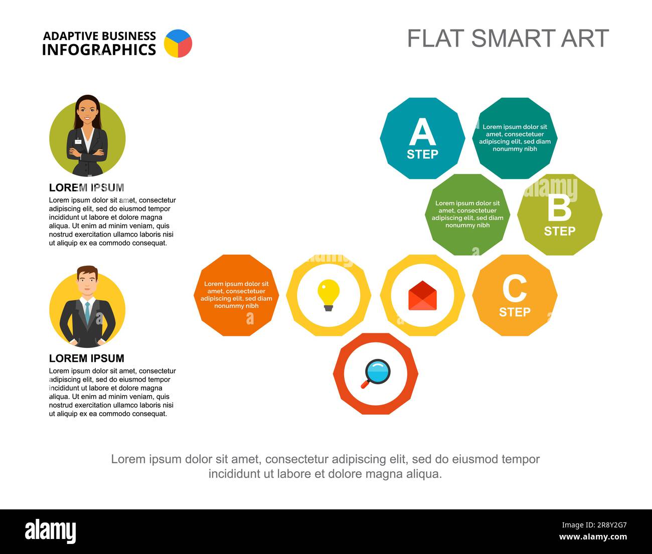 Two businesspeople process chart template for presentation Stock Vector ...