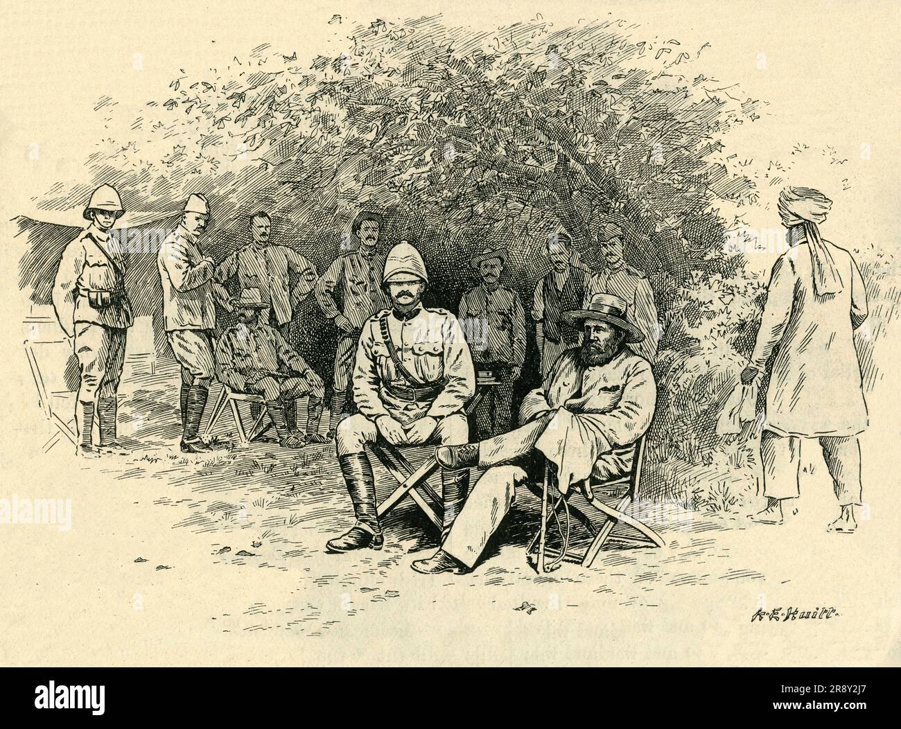 'After Paardeberg: General Cronje A Prisoner', February 1900, (c1900). Boer general Piet Cronje surrendered to the British after the Battle of Paardeberg, South Africa. Engraving after a photograph. From &quot;Cassell's History of England, Vol. IX&quot;. [Cassell and Company, Limited, London, Paris, New York &amp; Melbourne] Stock Photo