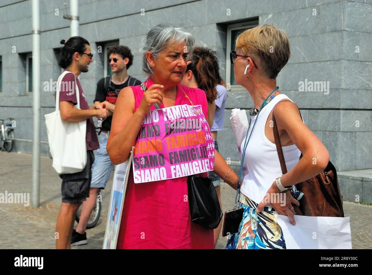 Padua, Italy, June 23rd, 2023 Rainbow families, Children with two mothers, flash mob before the Court of Padua against the cancellation of the birth certificates of children of same-parent couples decided by the Court of Padua. Credits : Ferdinando Piezzi/Alamy Live News Stock Photo