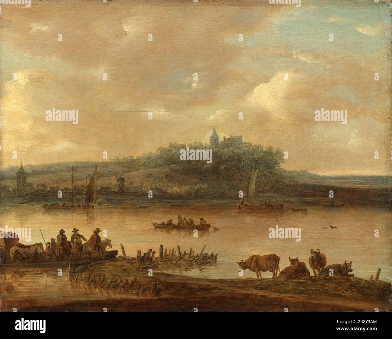 View of the Rhine and the Elterberg, after 1645. Manner of Jan van Goyen. Stock Photo