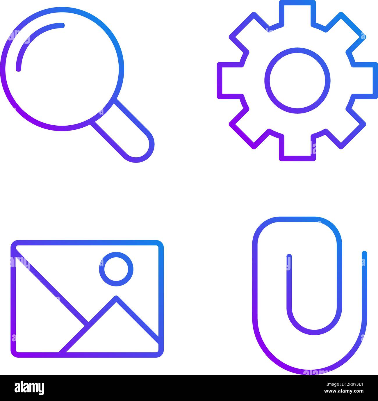 Website elements pixel perfect gradient linear vector icons set Stock Vector