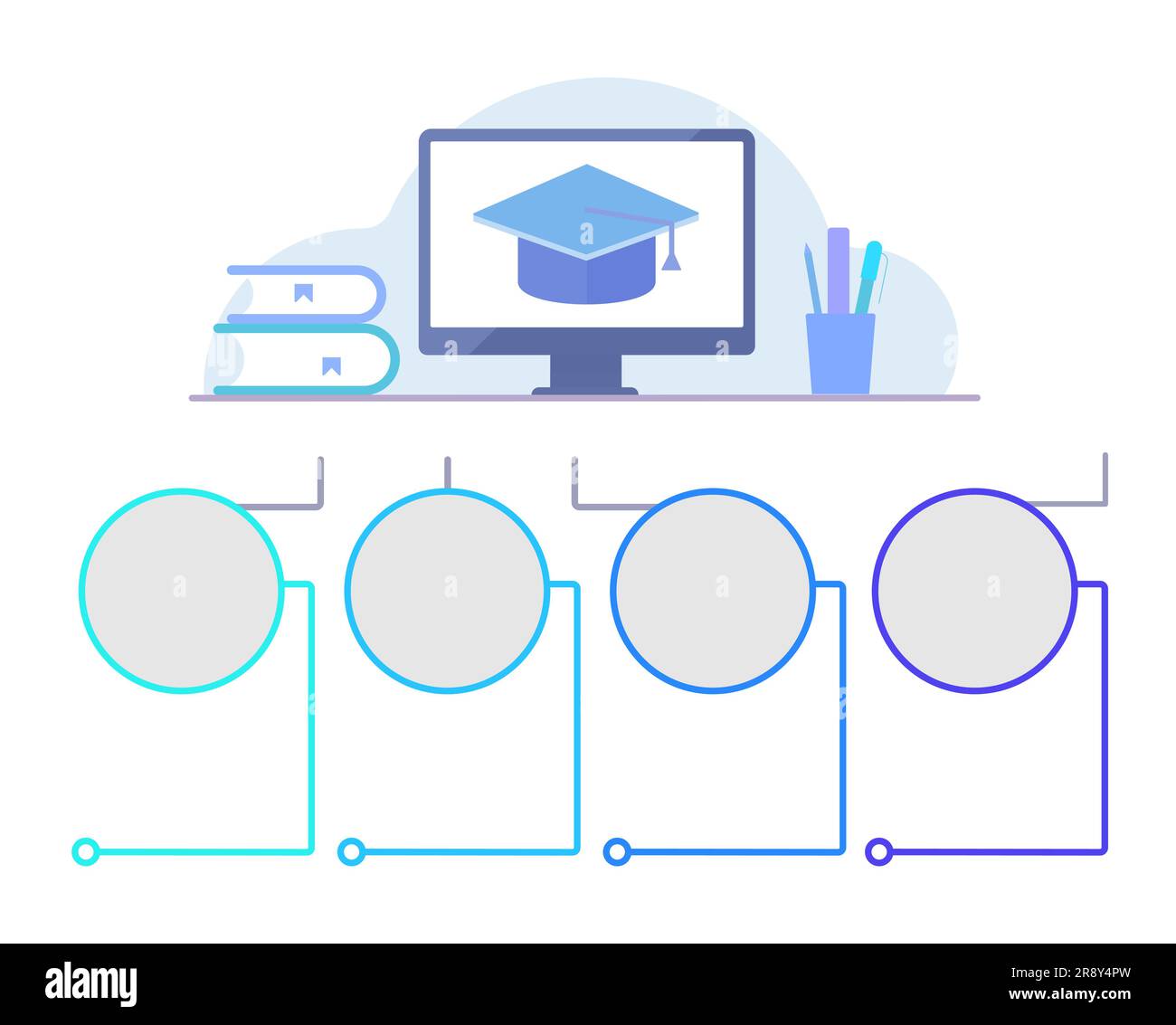 Digitalization of learning infographic chart design element set Stock Vector