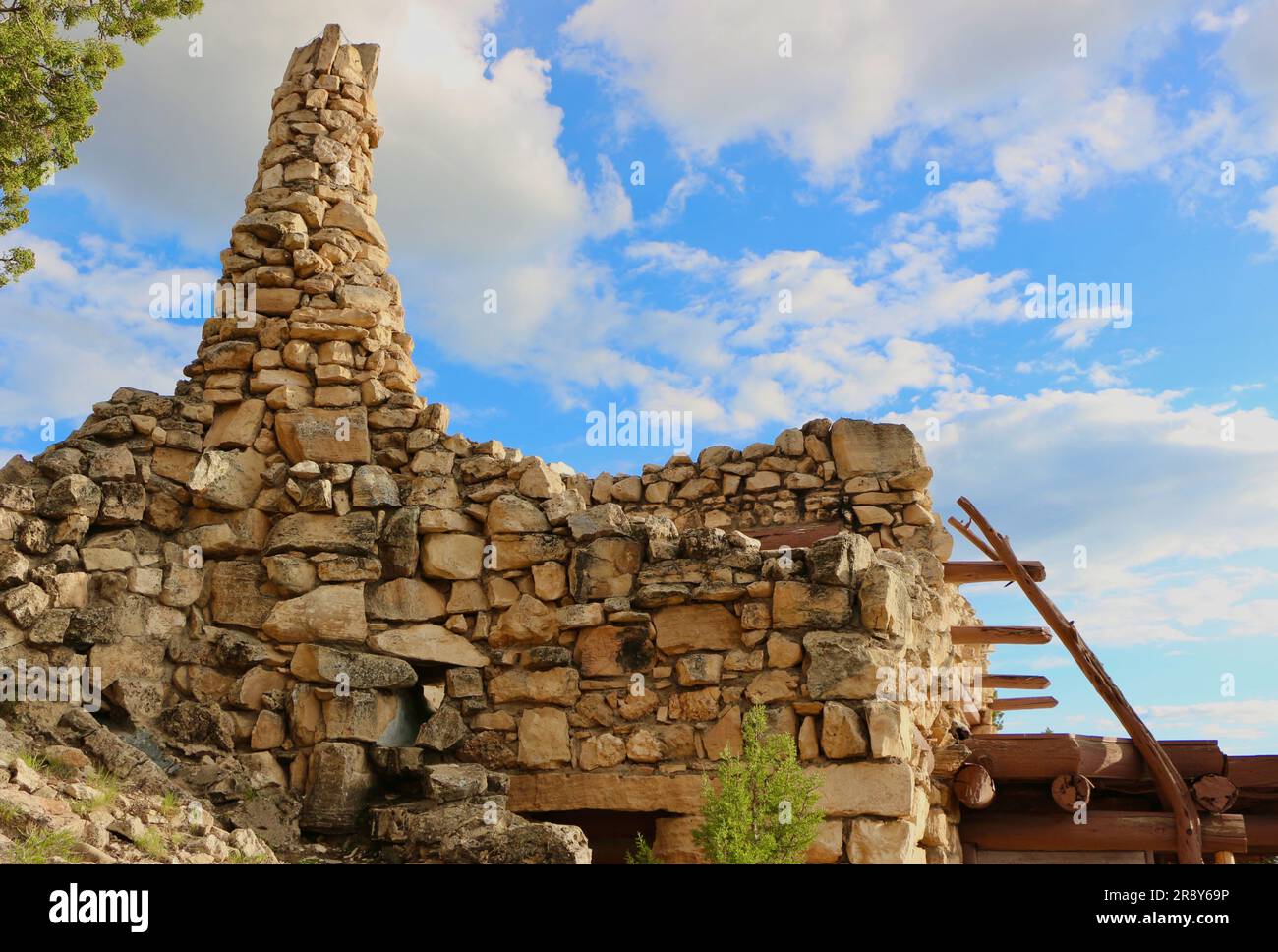 The Hermit's Rest rubble stone building at the end of the paved area of the South Rim as a rest area Hermit Road Grand Canyon Arizona USA Stock Photo