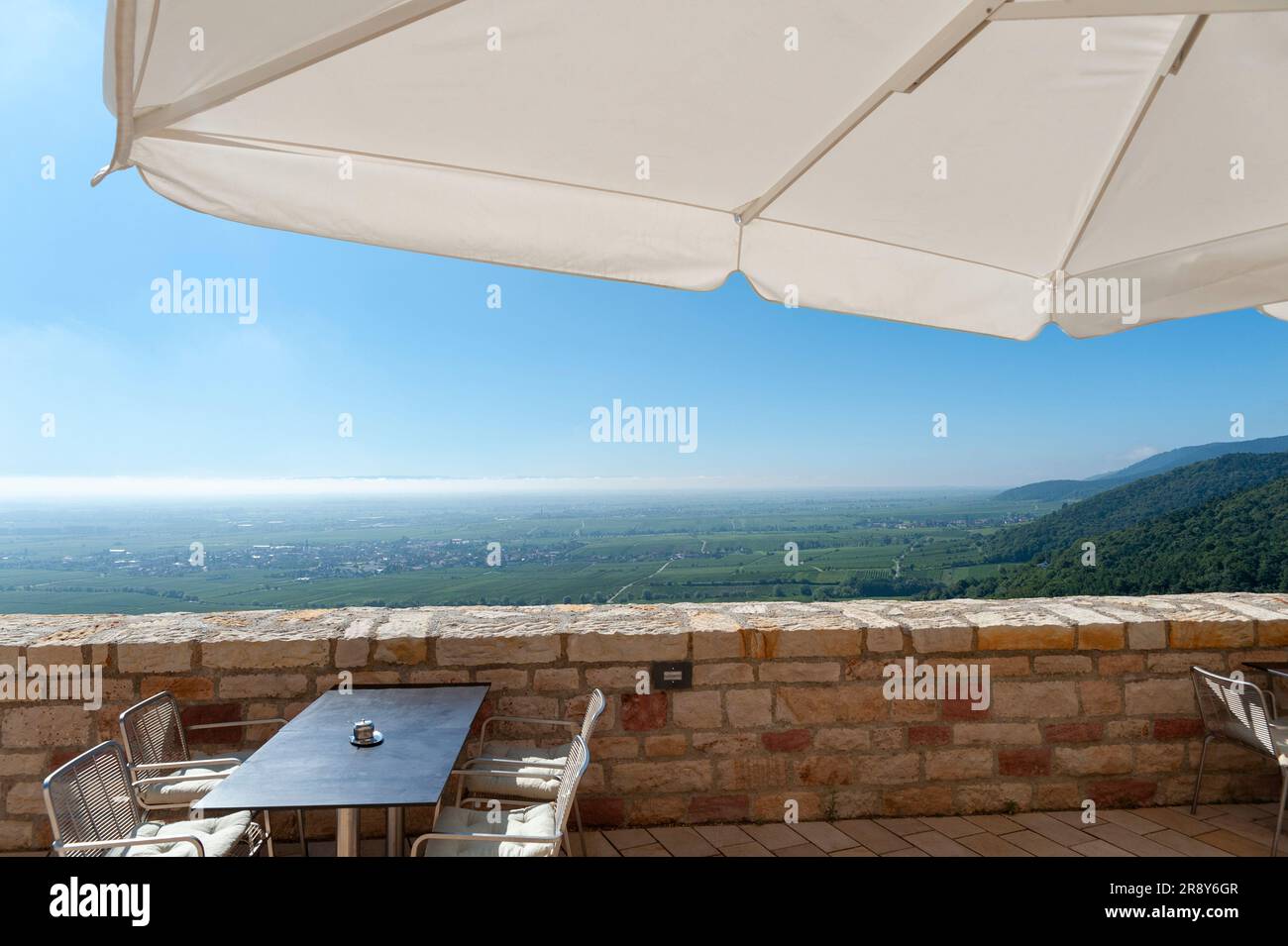 Observation terrace of Hambach Castle, Hambach, Palatinate, Rhineland-Palatinate, Germany, Europe Stock Photo