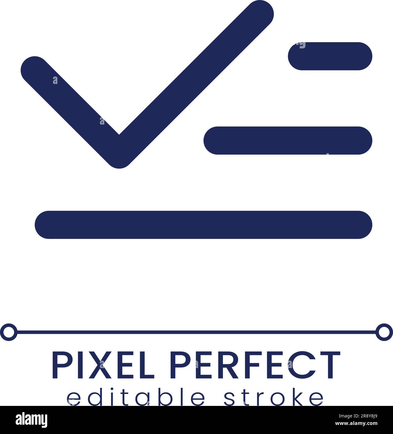 List and checkmark pixel perfect linear ui icon Stock Vector