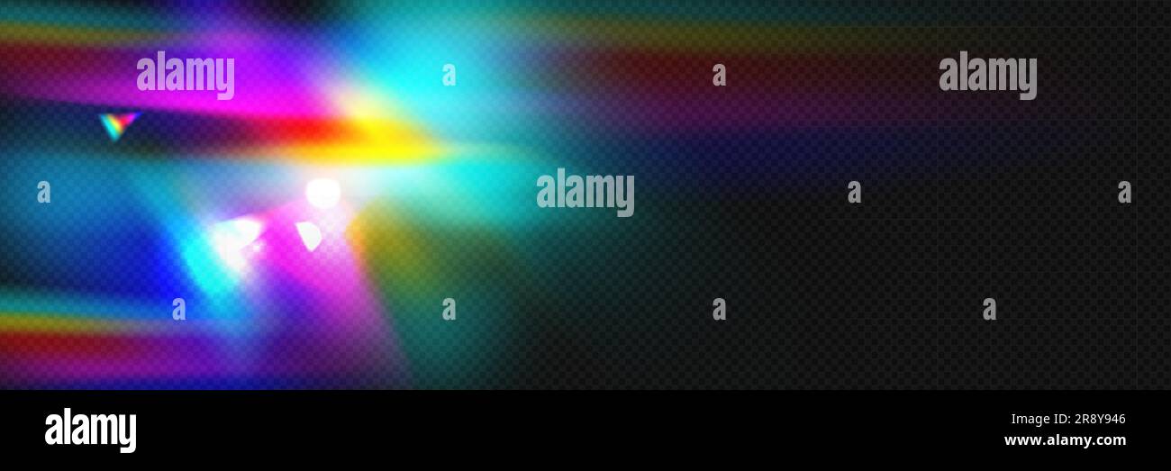 Rainbow prism light crystal glass overlay texture. Hologram flare with