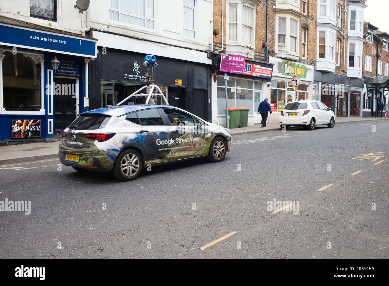 A speedy Google Street View car in the centre of Scarborough Stock Photo