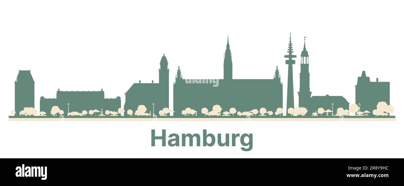 Abstract Hamburg Germany City Skyline with Color Buildings. Vector