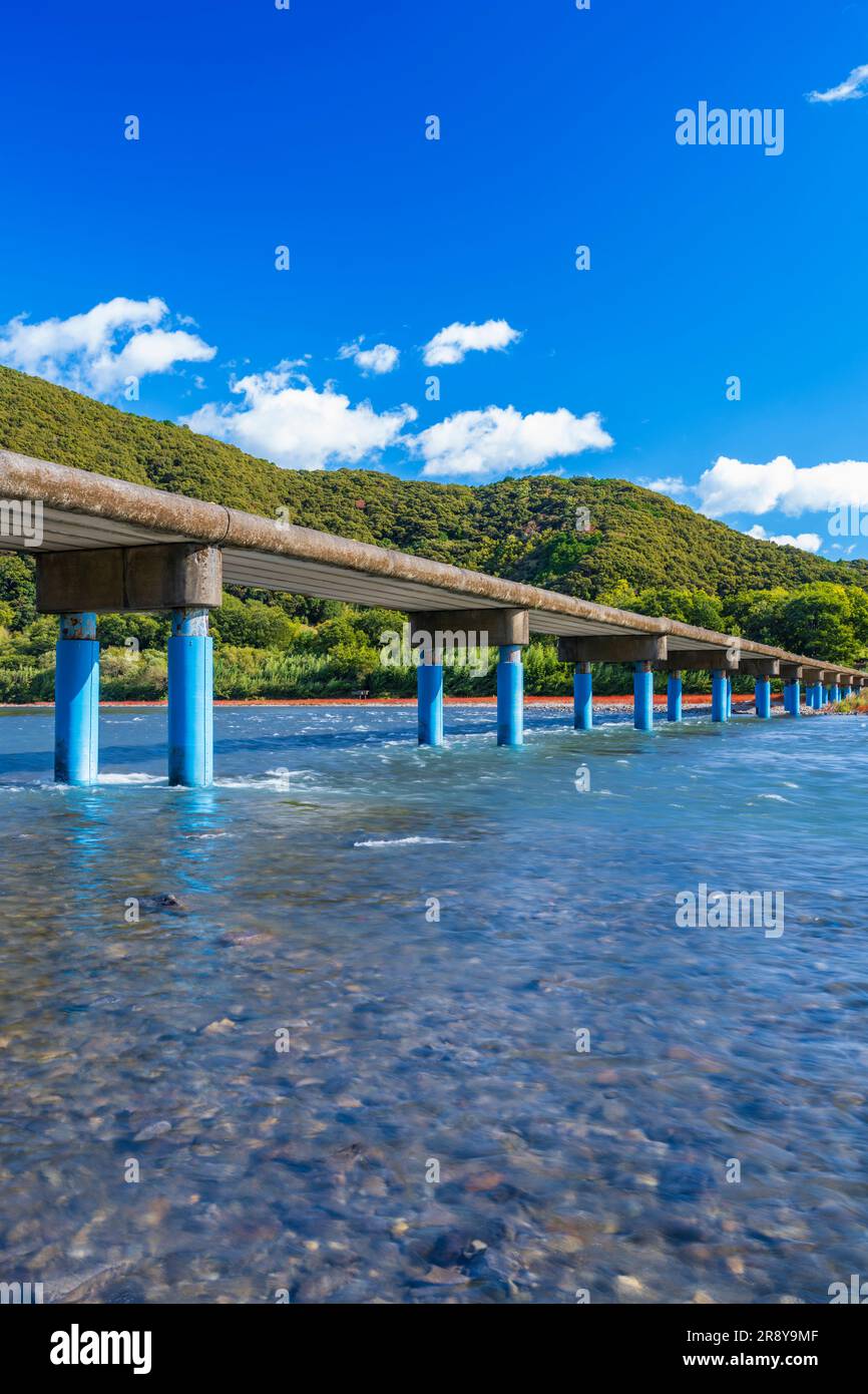 Shimanto River and Sada Chinkabashi Bridge in Autumn Stock Photo - Alamy