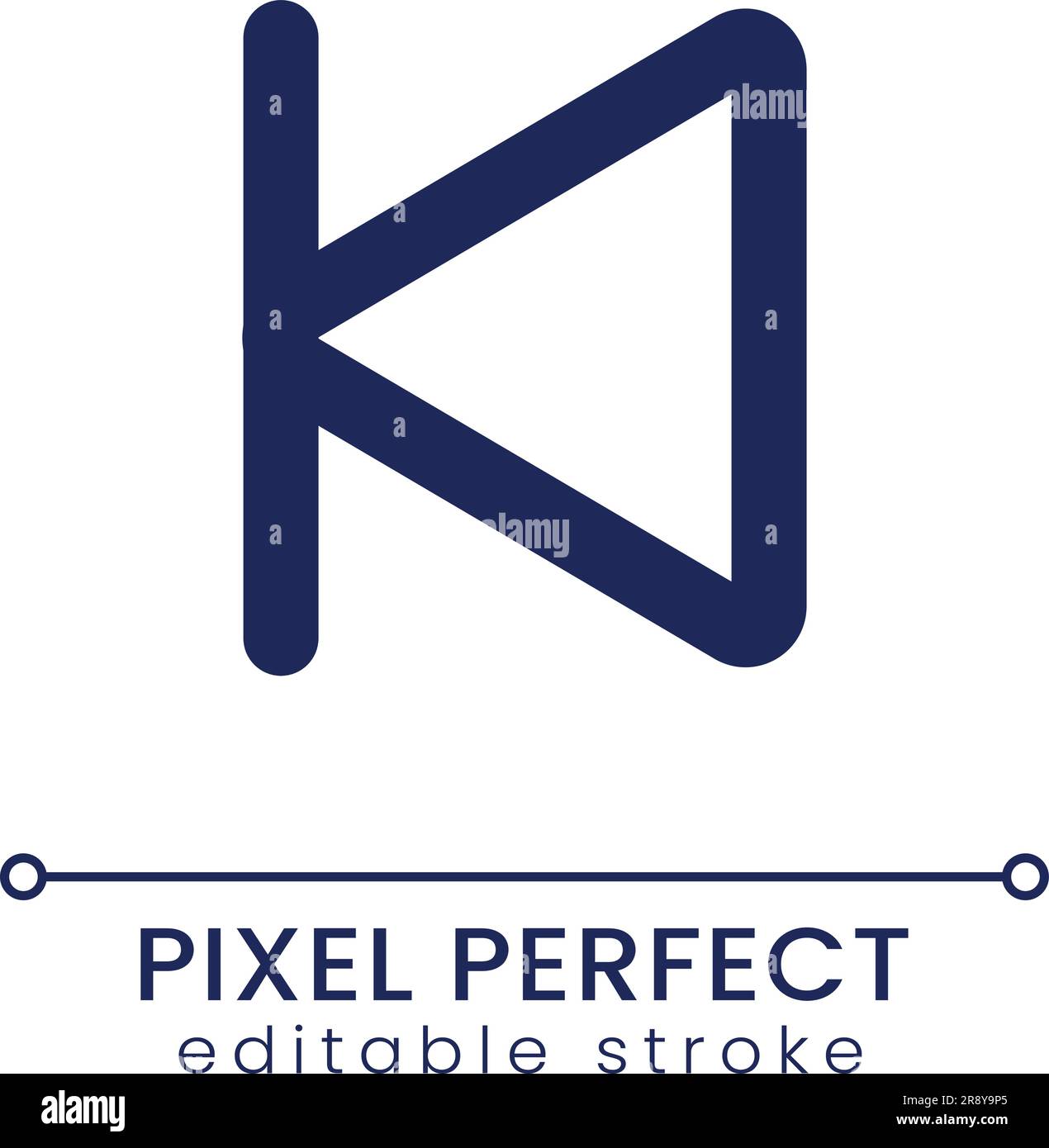 Skip to start pixel perfect linear ui icon Stock Vector
