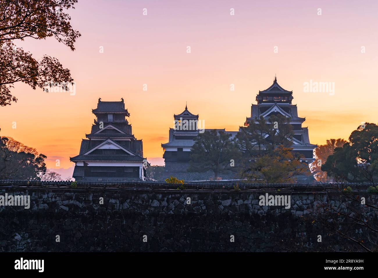 Dawn at Kumamoto Castle Stock Photo