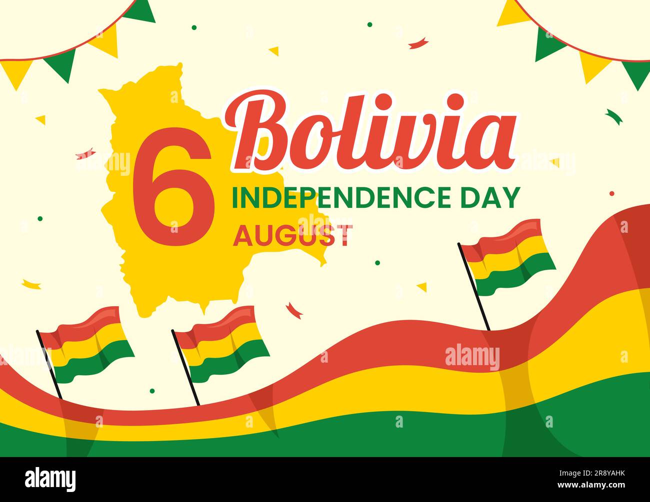 Bolivia Independence Day Vector Illustration on 6 August with festival ...