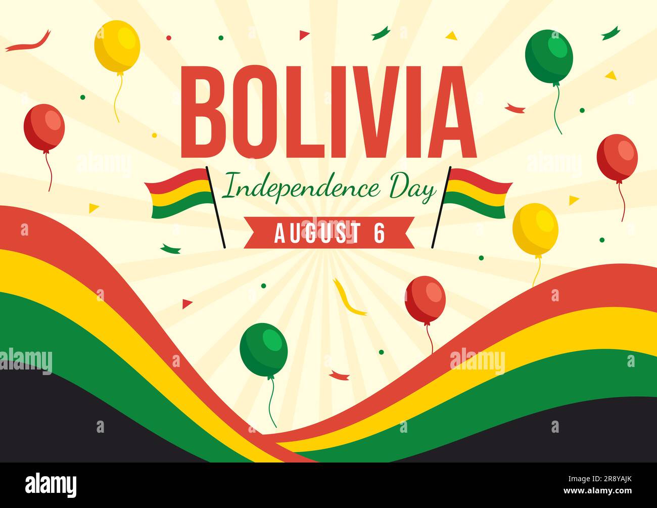 Bolivia Independence Day Vector Illustration on 6 August with festival ...