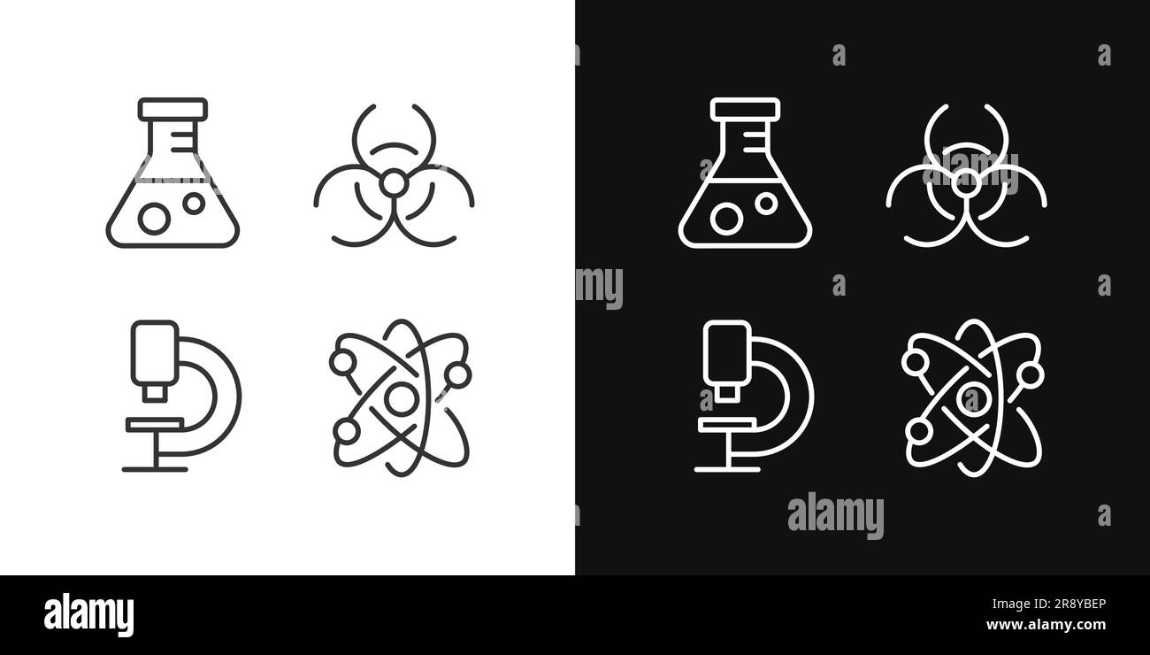 Laboratory research pixel perfect linear icons set for dark, light mode Stock Vector
