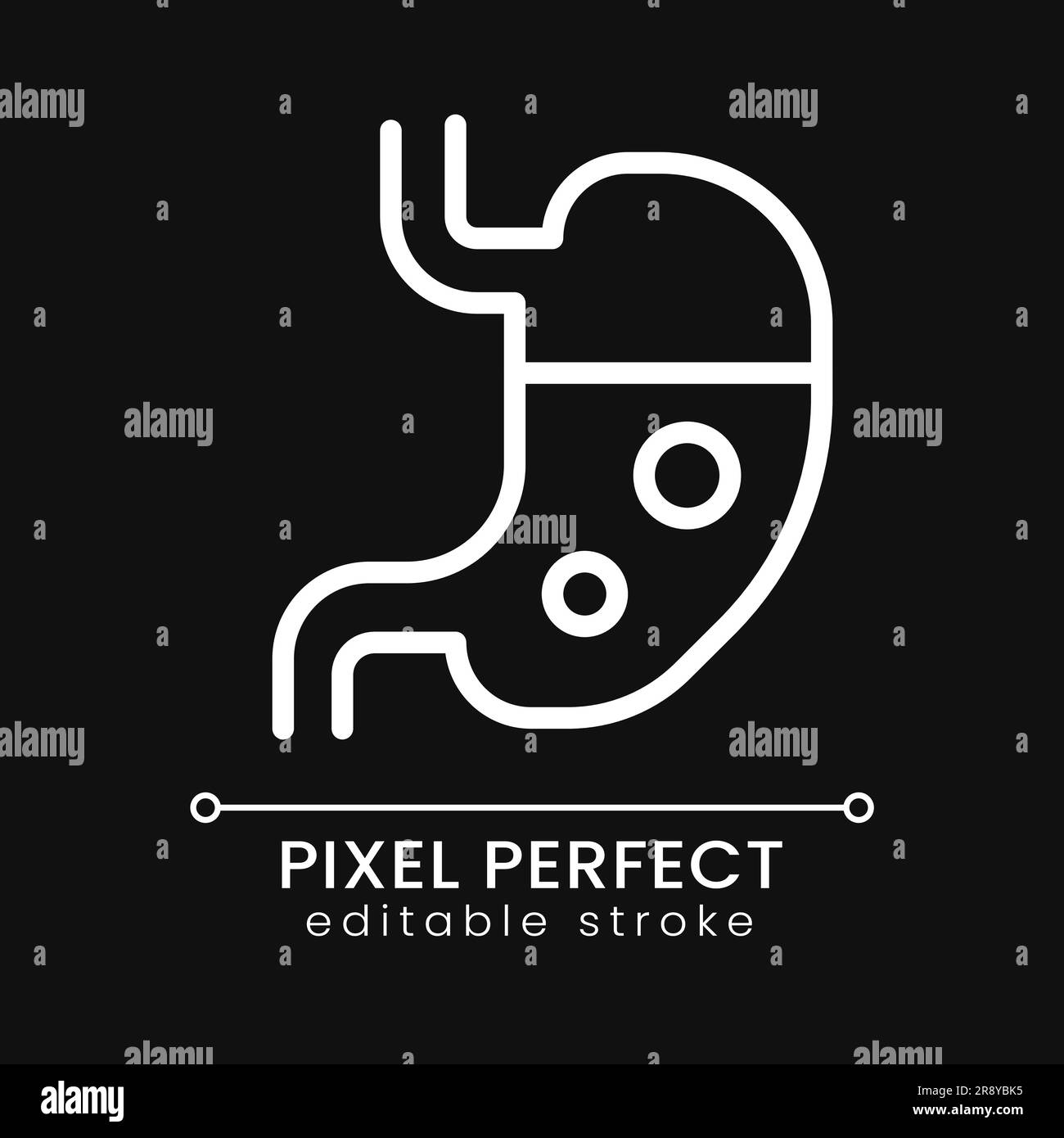 Stomach pixel perfect white linear icon for dark theme Stock Vector