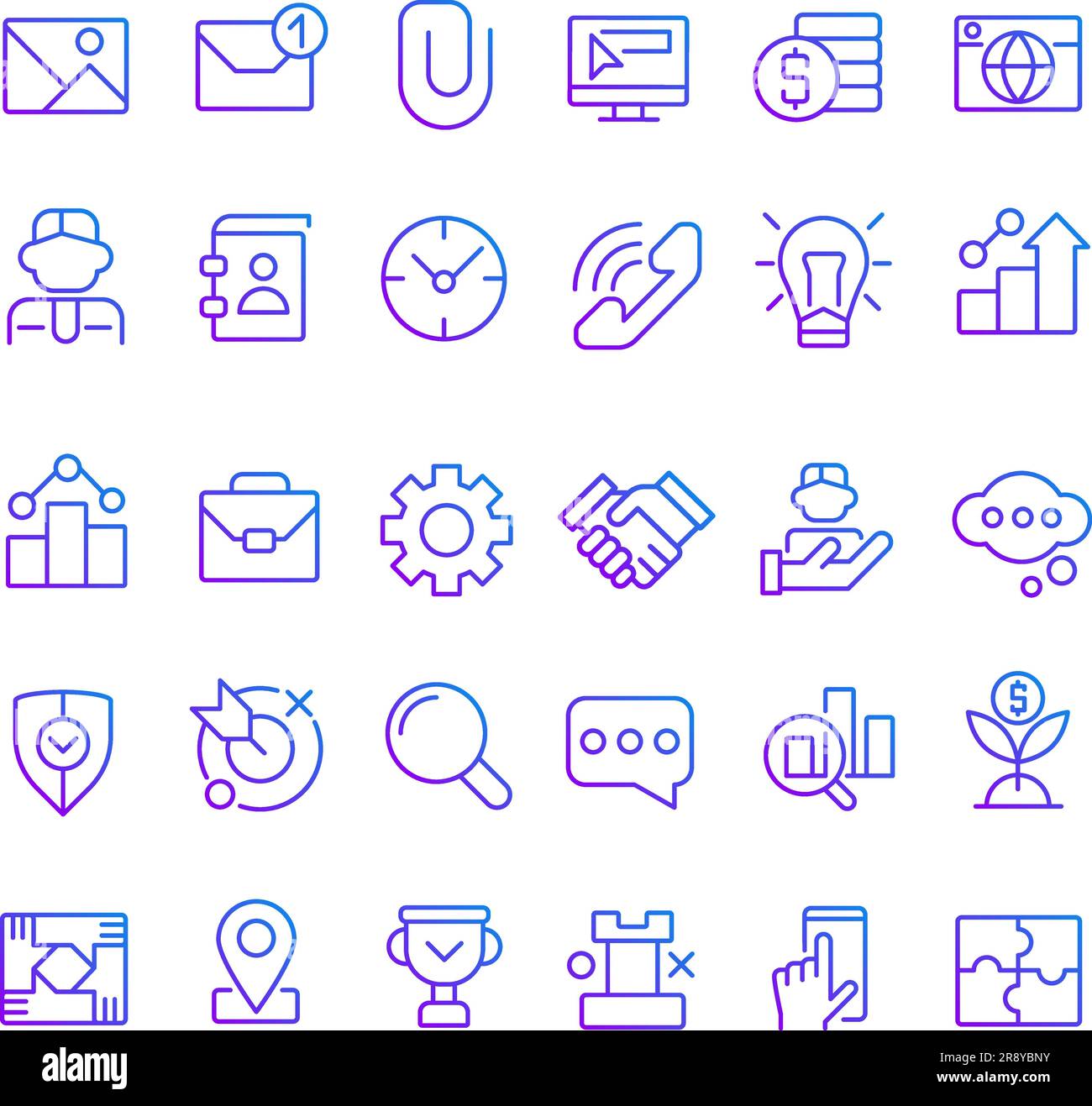 Business pixel perfect gradient linear vector icons set Stock Vector