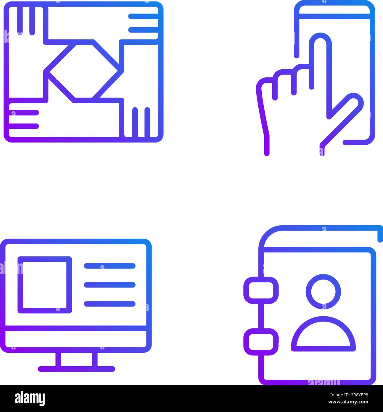 Business processes pixel perfect gradient linear vector icons set Stock Vector