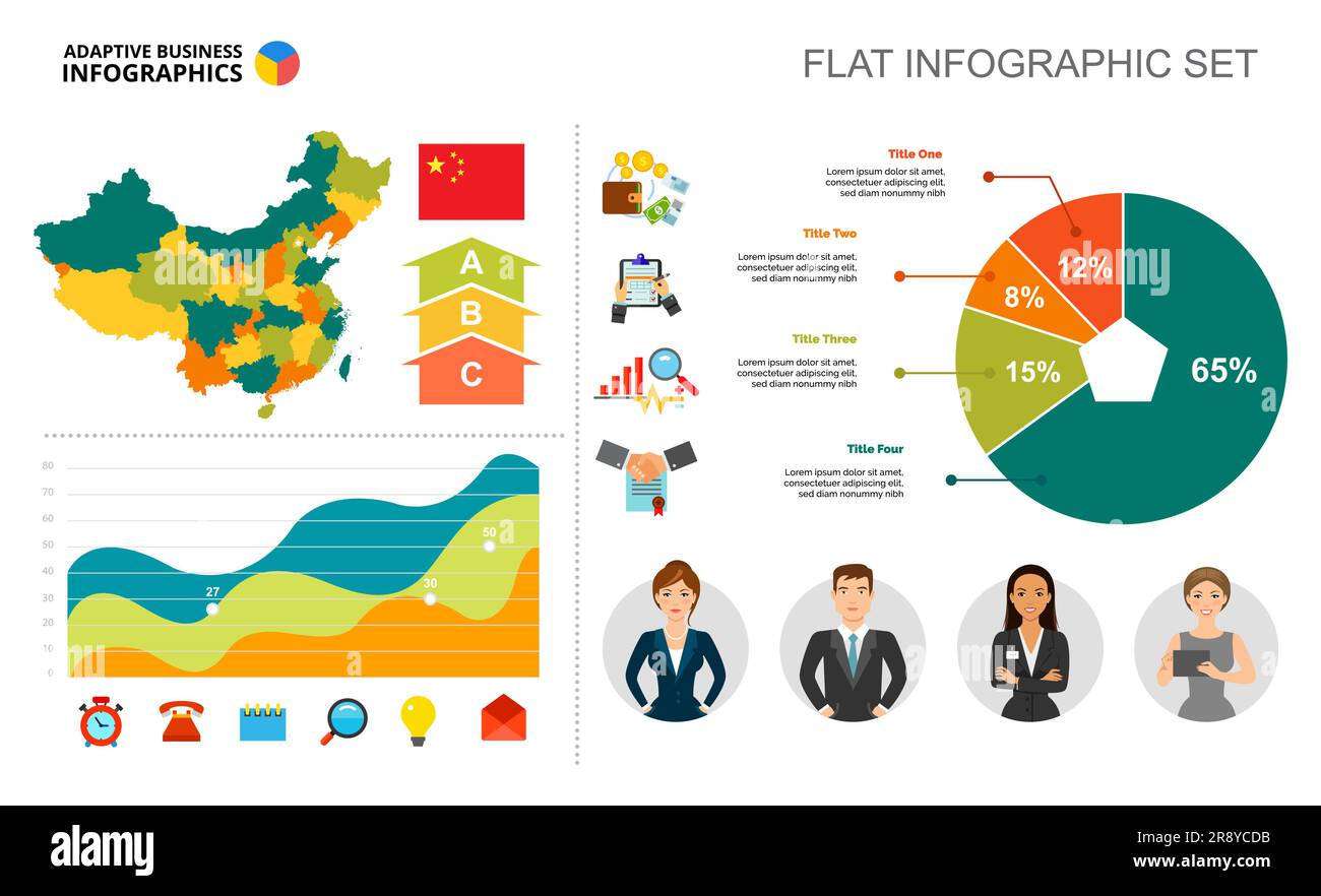 Financial area and pie chart template for presentation Stock Vector