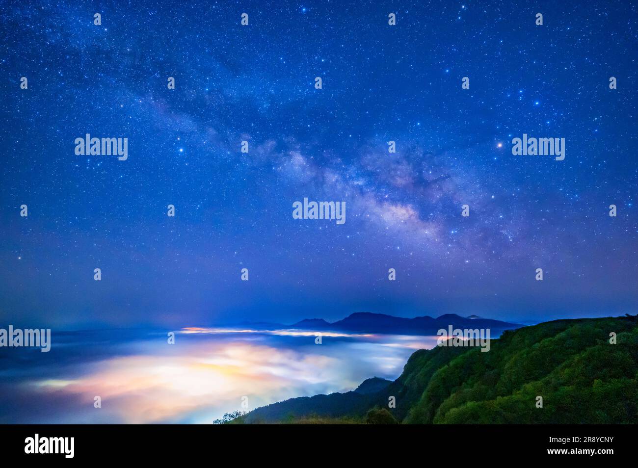 Aso Sea of Clouds and Milky Way Stock Photo - Alamy