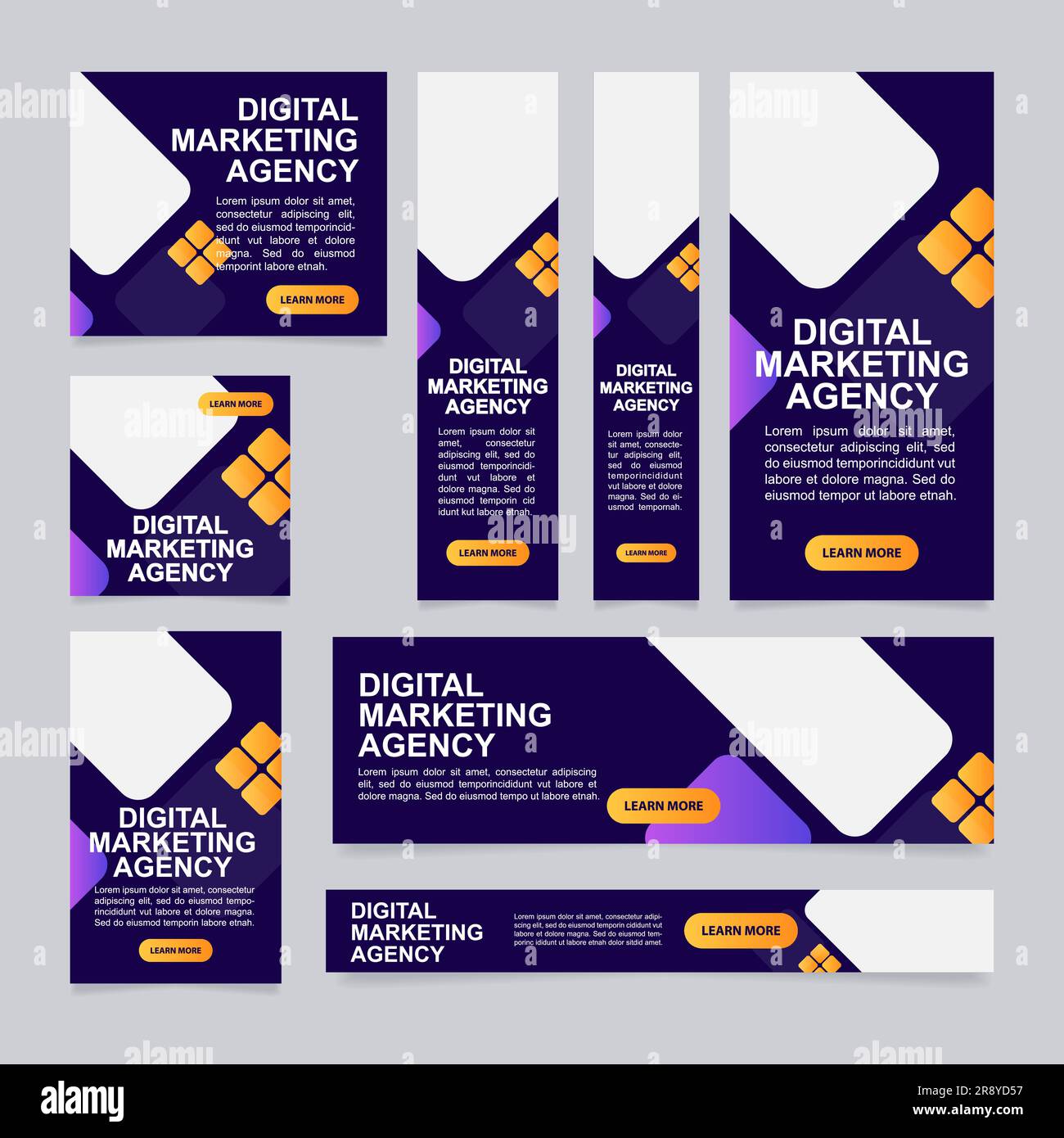 Marketing agency exposition web banner design template Stock Vector ...