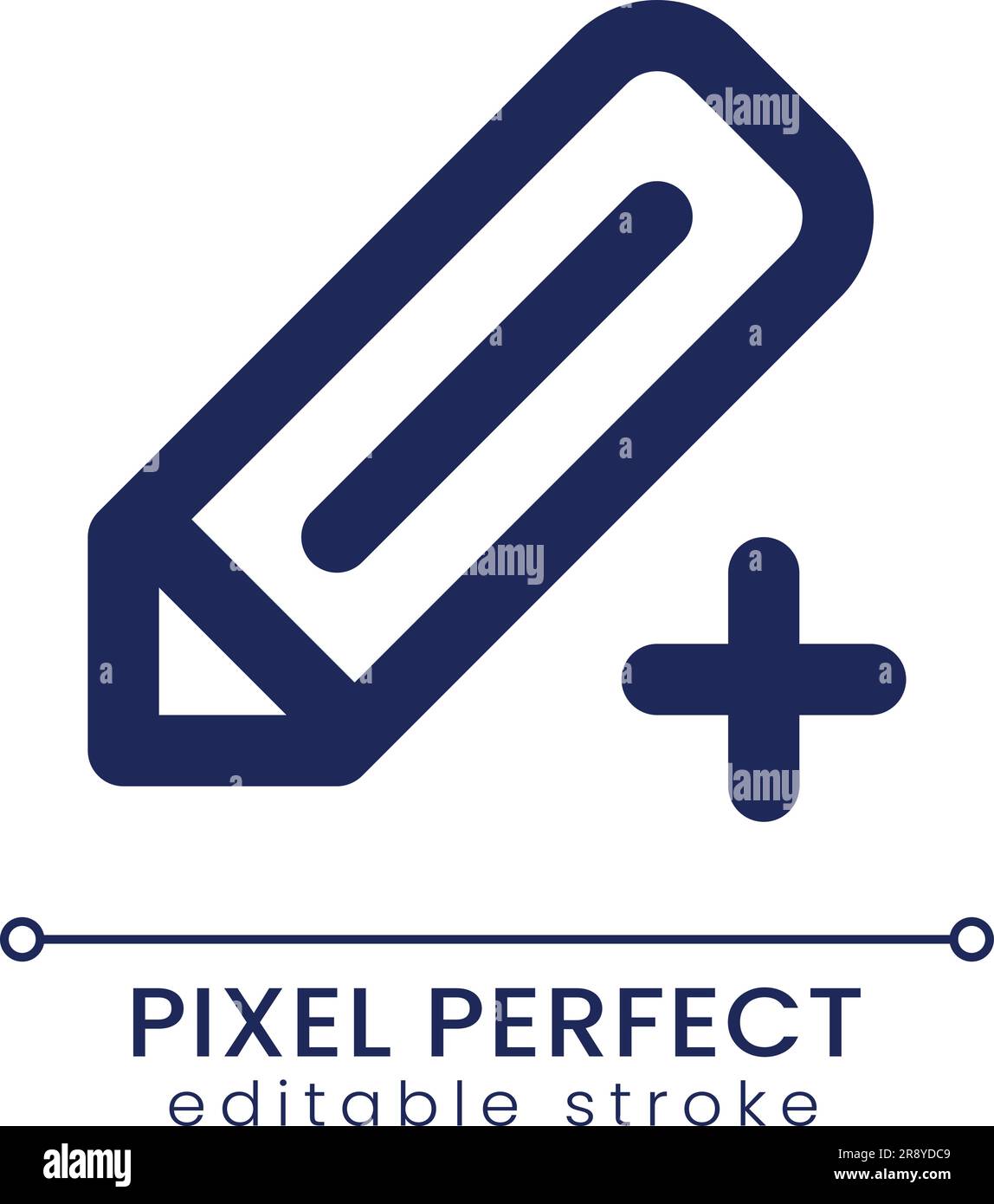 Pencil and plus pixel perfect linear ui icon Stock Vector