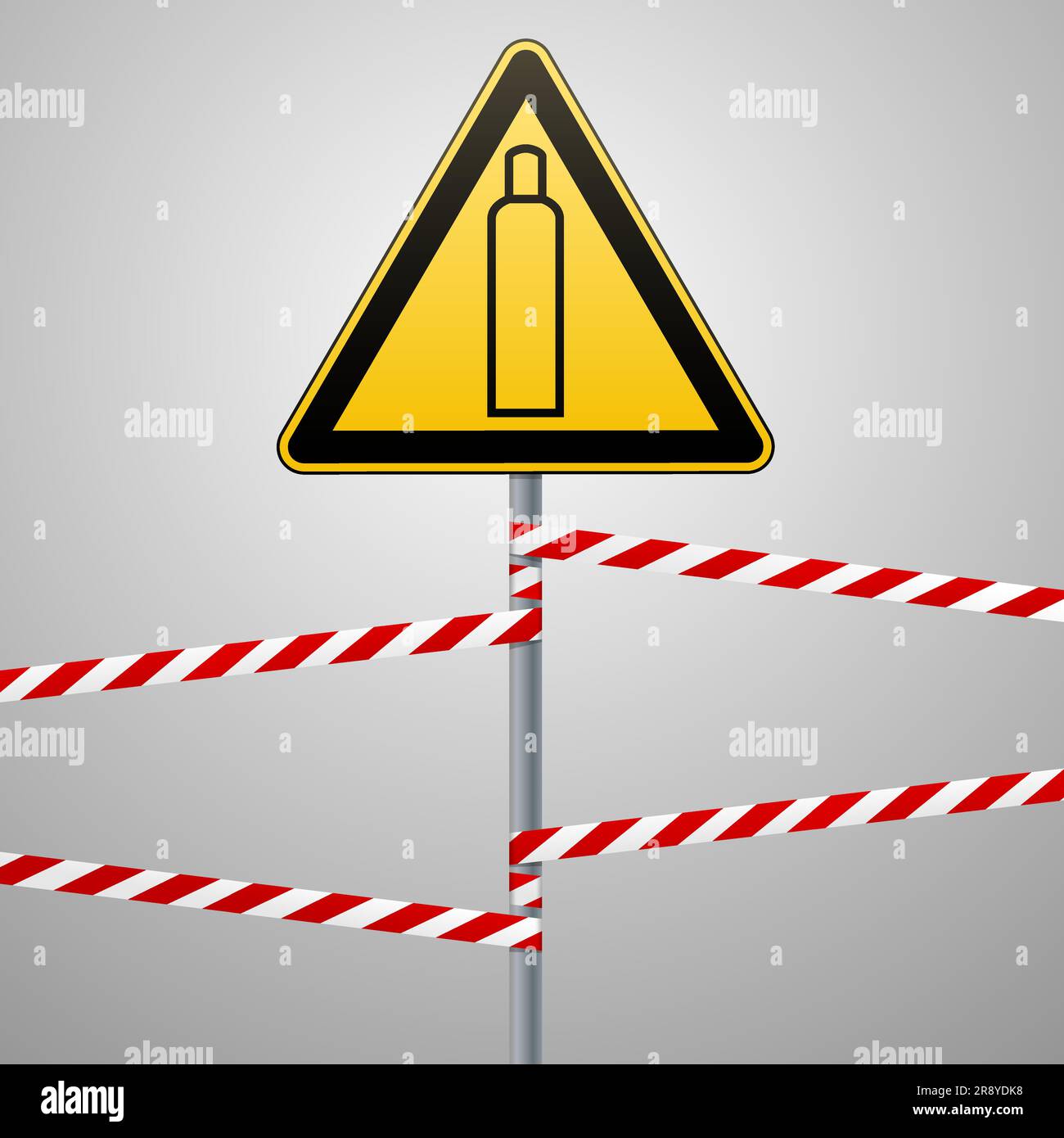 Gas bottle. Attention is dangerous. Warning sign. Safety technology. Triangular sign on the