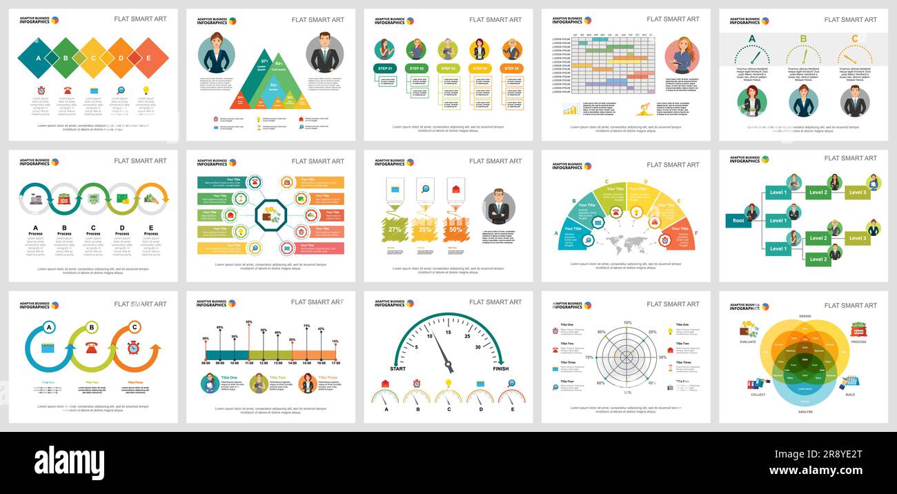 Creative Statistical Infographic Elements With Colorful Graphs And