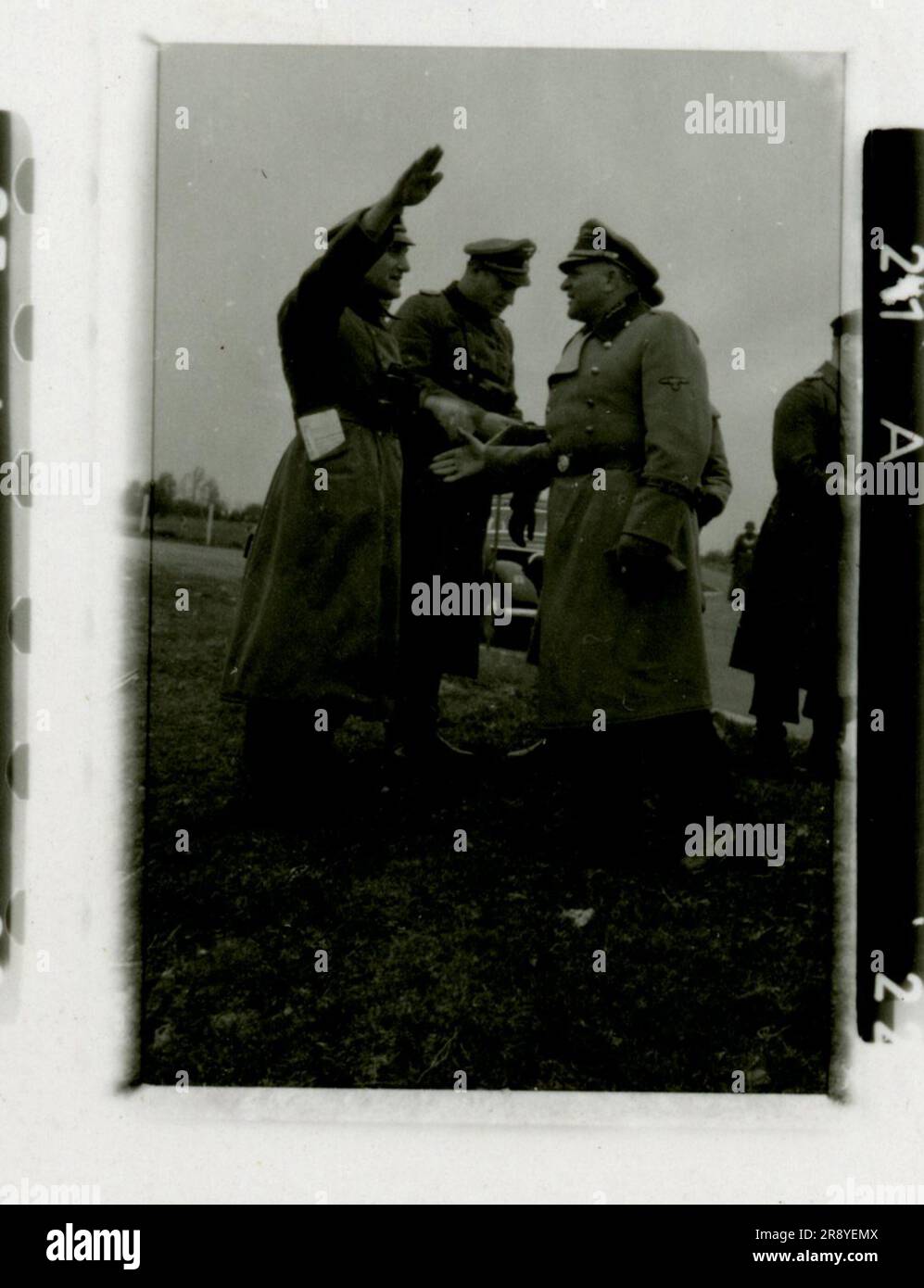 SS Photographer Damher, Holland 1944 Assassinated German military personnel with car, Soldier portrait, Panther tank, group of senior officers with a map.  Images depicting the front-line activities of Waffen-SS units . Stock Photo