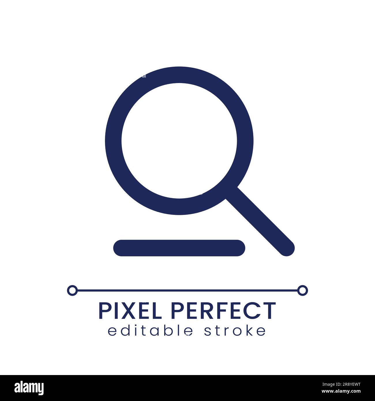 Searching tool pixel perfect linear ui icon Stock Vector