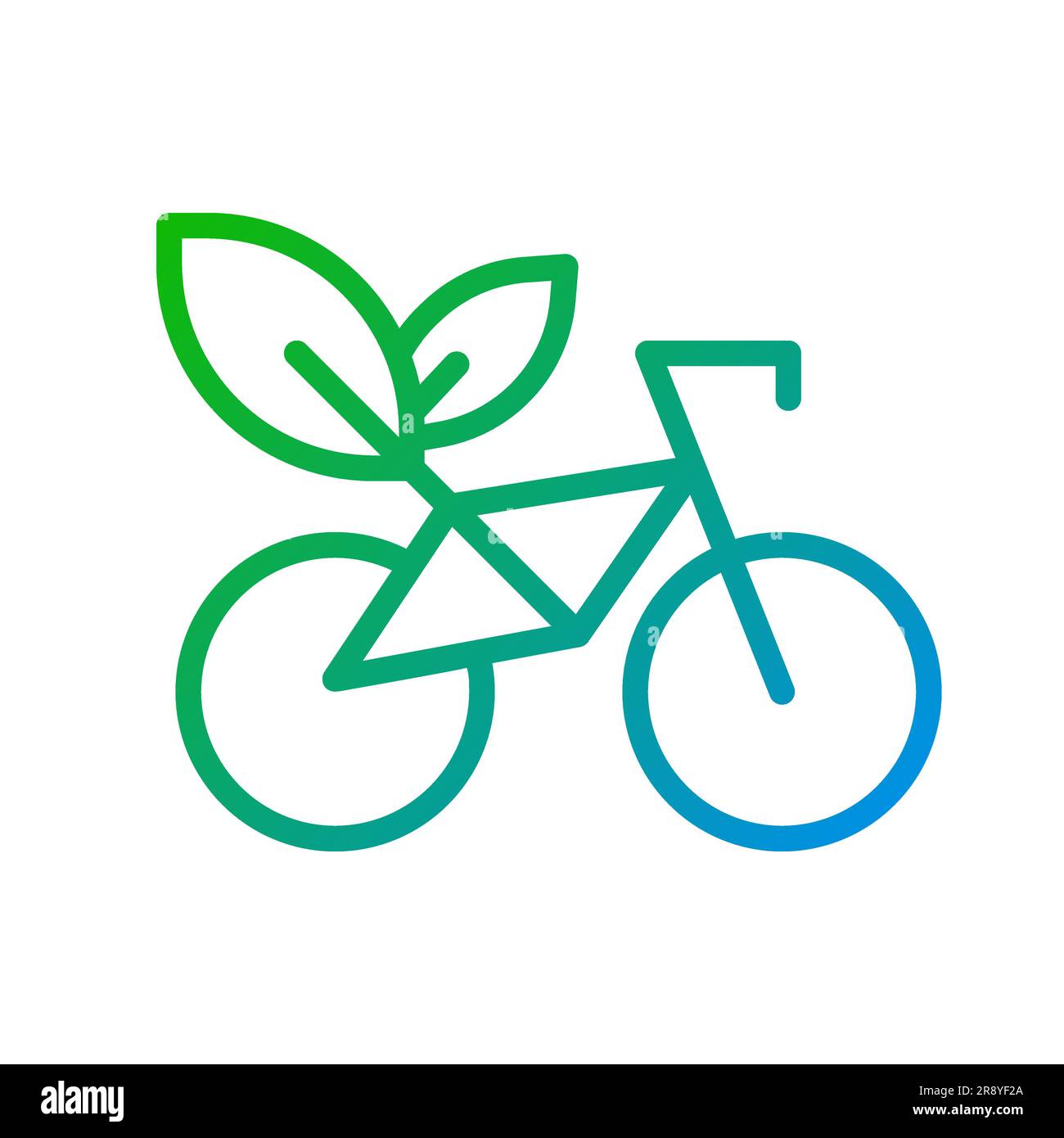 Bicycle with leaves pixel perfect gradient linear vector icon Stock Vector