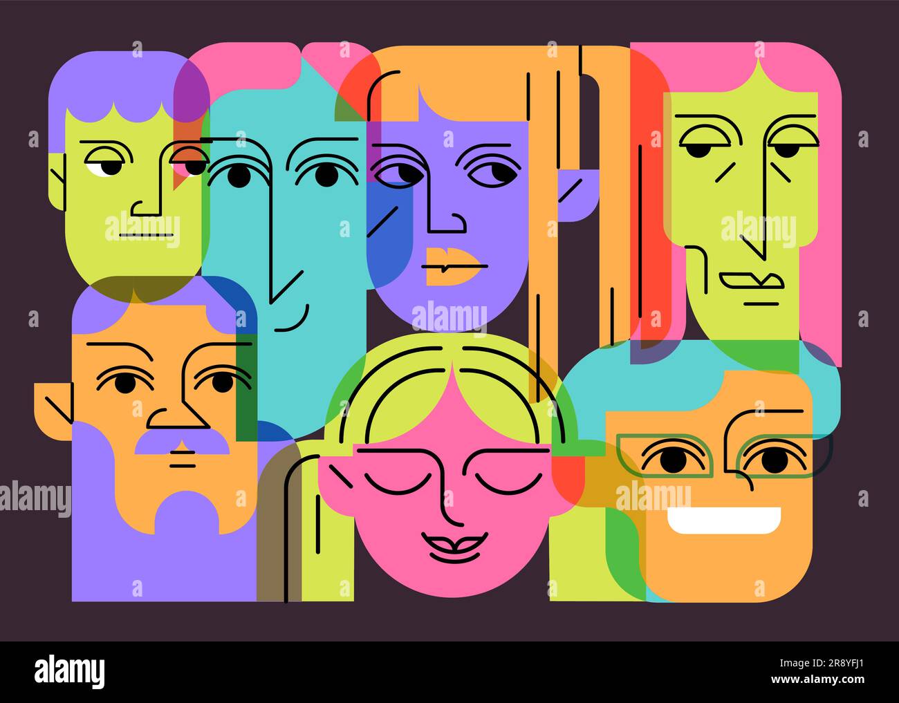 Stylized creative portraits of people stock vector image art alamy